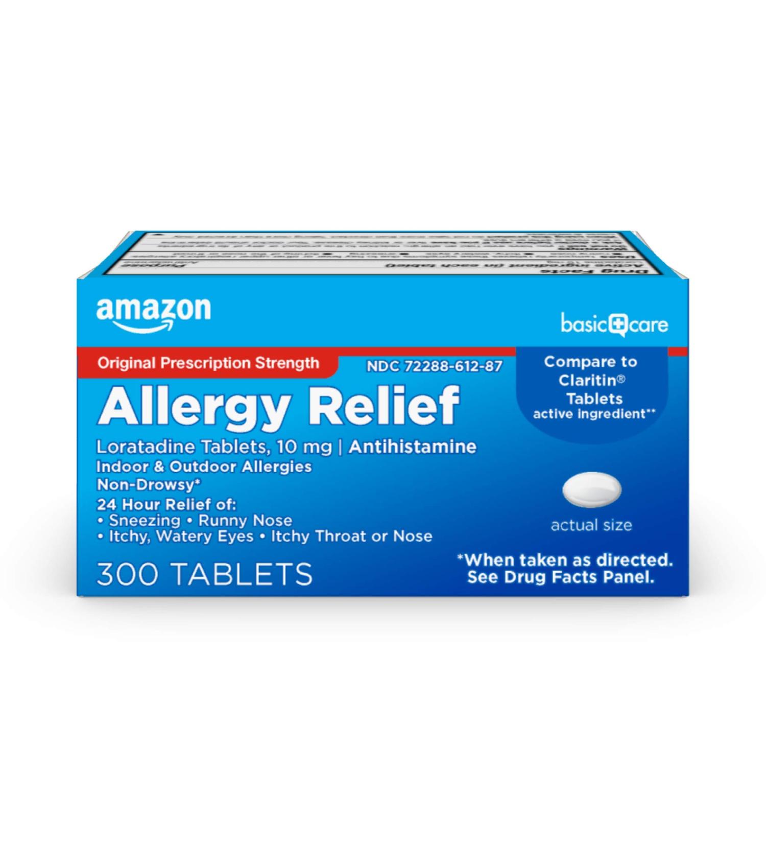 Amazon Basic Care Loratadine 10mg Tablets - 300 Count, 24-Hour Allergy Relief Antihistamine - Buy Online on GoSupps.com