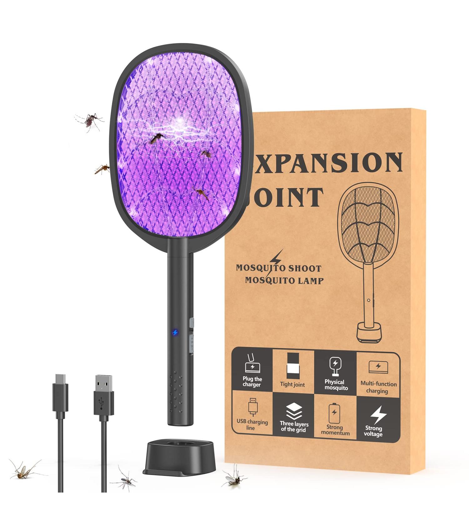 2 in 1 Electric Fly Swatter & Mosquito Zapper 4000V | USB Charging Base | Powerful Bug Zapper Racket | Indoor/Outdoor Use - Buy Online on GoSupps.com