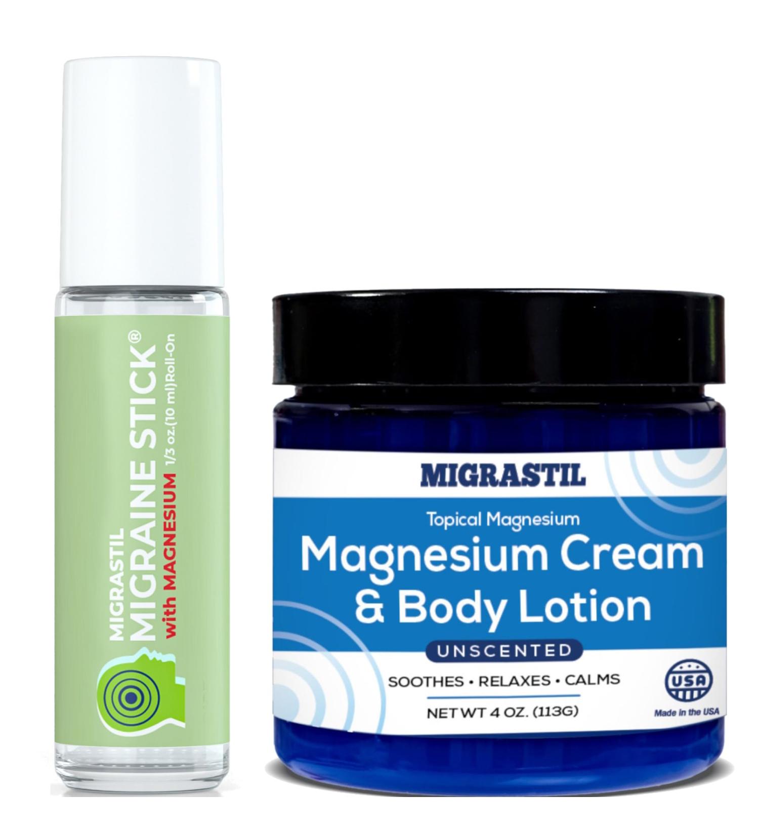 Migrastil Migraine Stick with Magnesium & Topical Magnesium Cream Bundle - Buy Online on GoSupps.com