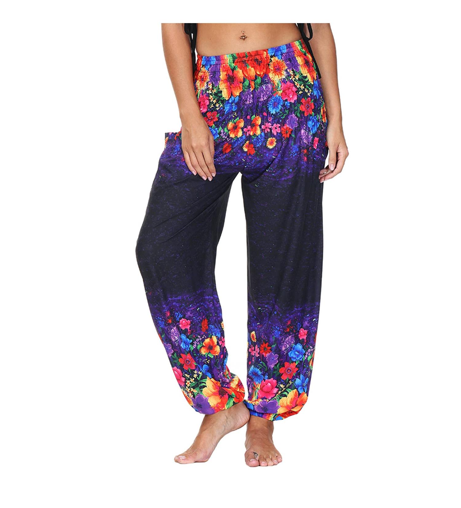Haiorziyou Women's Baggy Hippie Jogging Pants | Boho Light Harem & Beach Yoga Pants | Comfortable Summer Aladdin Pants in Red - Buy Online on GoSupps.com