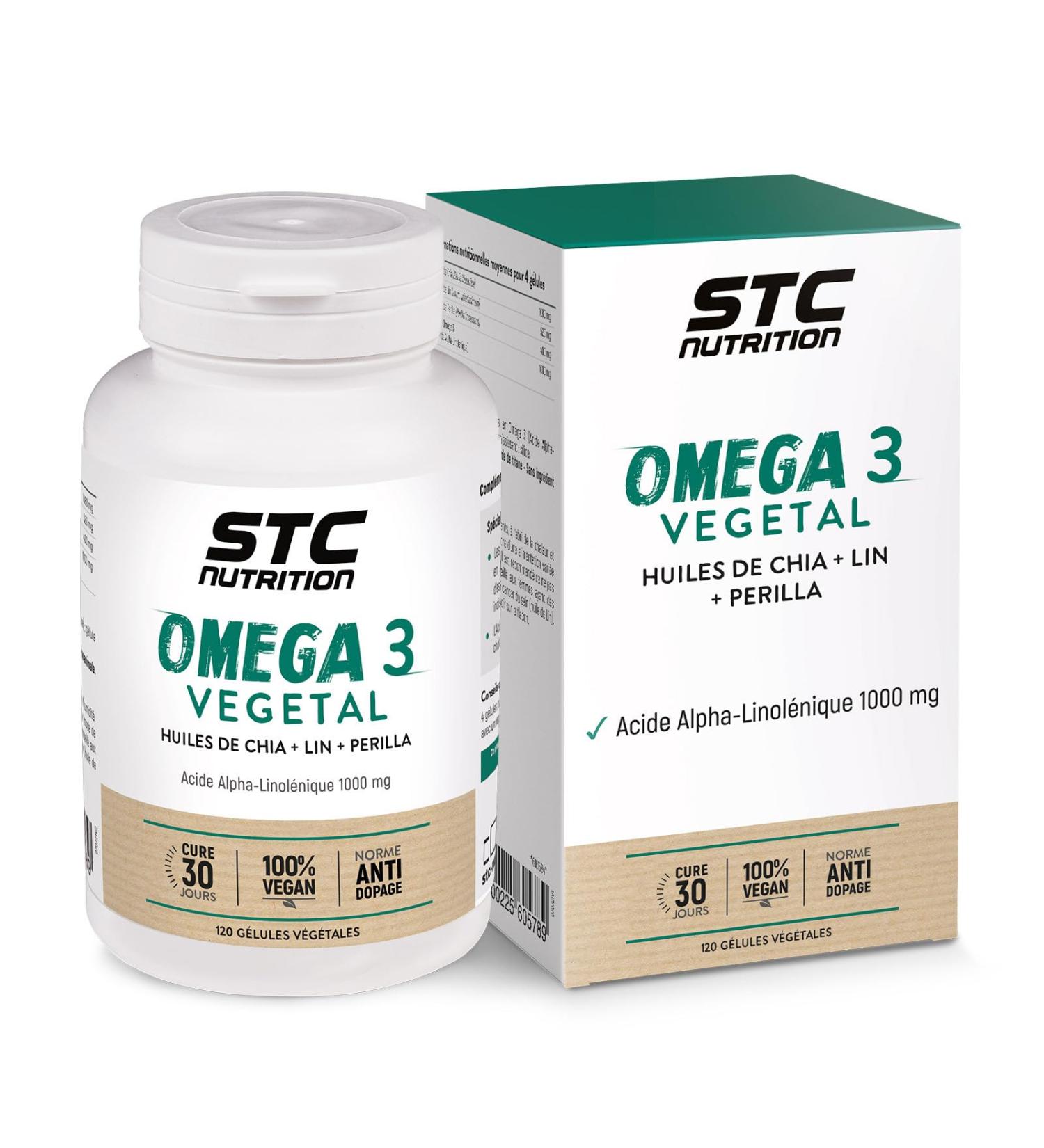 STC NUTRITION - Omega 3 VEGETAL - Food Supplement with Vegetable Oils - Flax Chia & Perilla - Source of Essential Vegetable Fatty Acids - Cardiovascular Function Support - Cure 30d - Buy Online on GoSupps.com