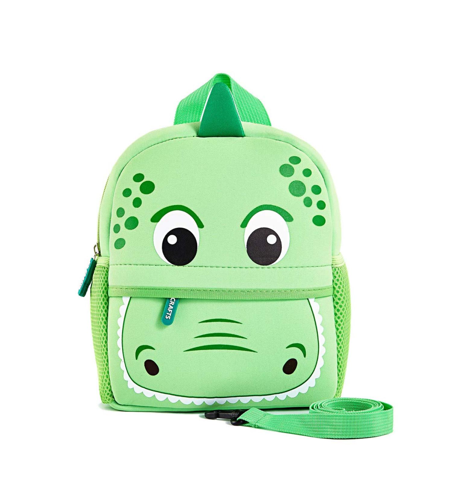 Preschool Toddler Backpack with Leash | 3D Cute Cartoon Neoprene Animal Schoolbag | Kids Boys Girls (Green Dinosaur) - Buy Online on GoSupps.com