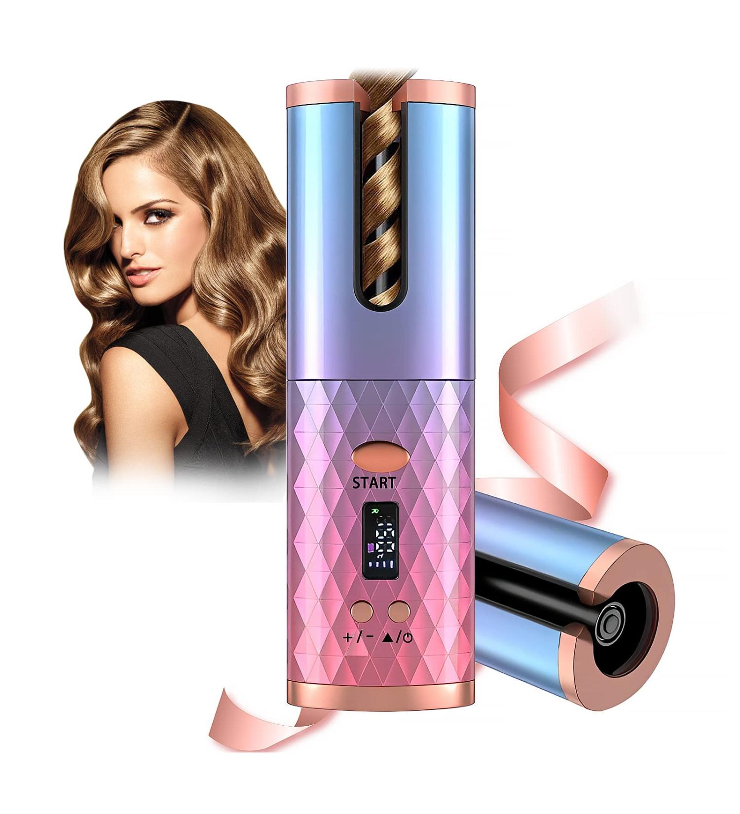 Rechargeable Cordless Automatic Hair Curling Iron | Fast Heating, 6 Temps & Timers, Auto Shut-Off for Styling - Buy Online on GoSupps.com
