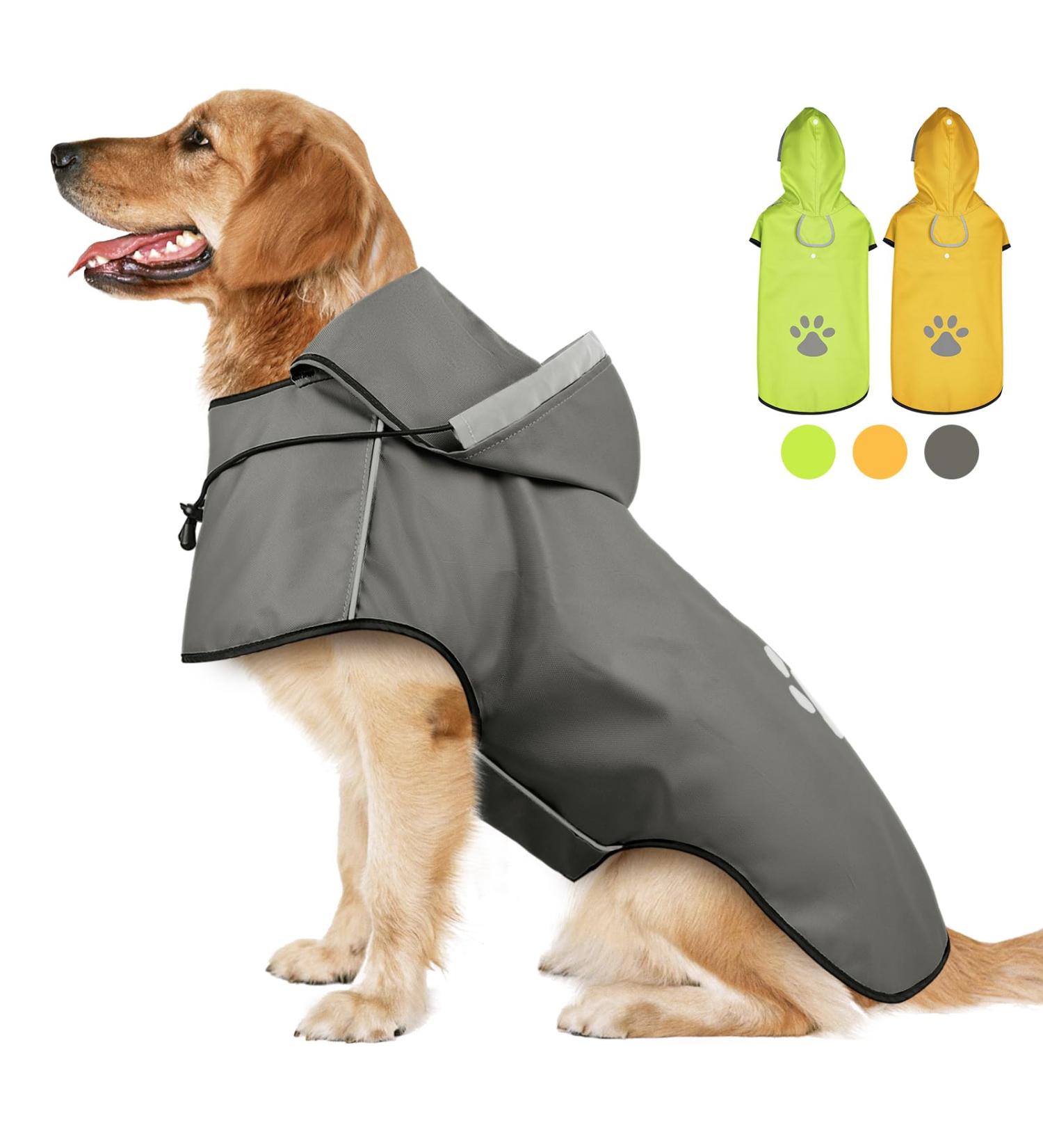 Reflective Dog Rain Jacket - Waterproof Hooded Coat for Small to Large Dogs | Adjustable Rain Cape for Walks & Play - Buy Online on GoSupps.com