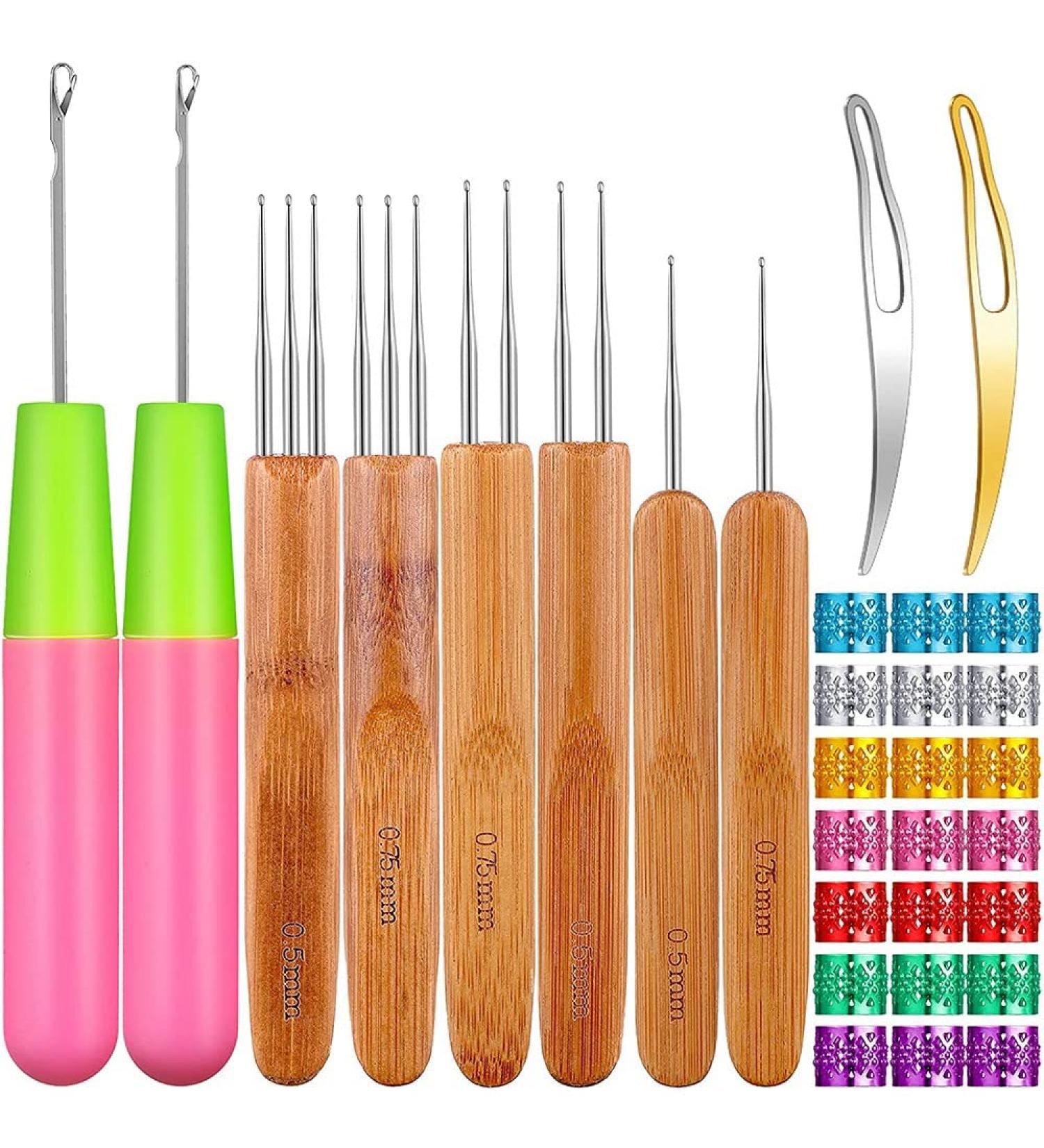 Bakemoro 31Pc Crochet Needle Locking Tool Set Dreadlocks Needles Hair Bent Tools with Dreadlocks Hair Ring - Buy Online on GoSupps.com