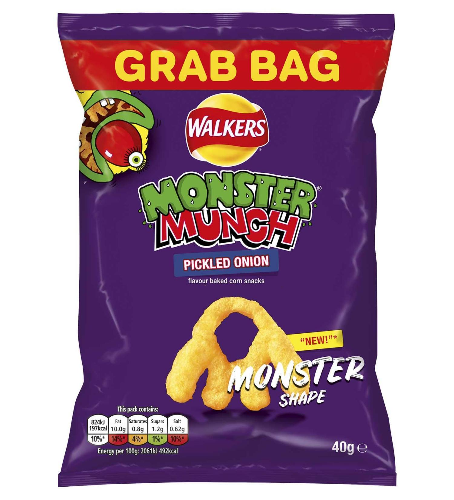 Walkers Monster Munch Grab Bags 30 x 40g (Pickled Onion)