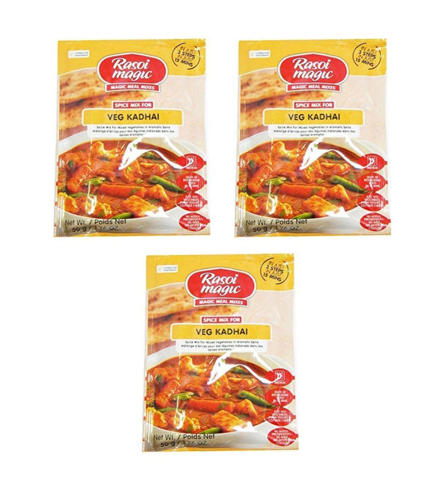 Rasoi Magic Various Seasoning Masala Powder (45 Gram) - A Mixture of Spices Adds Taste - Aromatic & Enhances Flavor of Meal (Veg Kadhai Pack of 3)