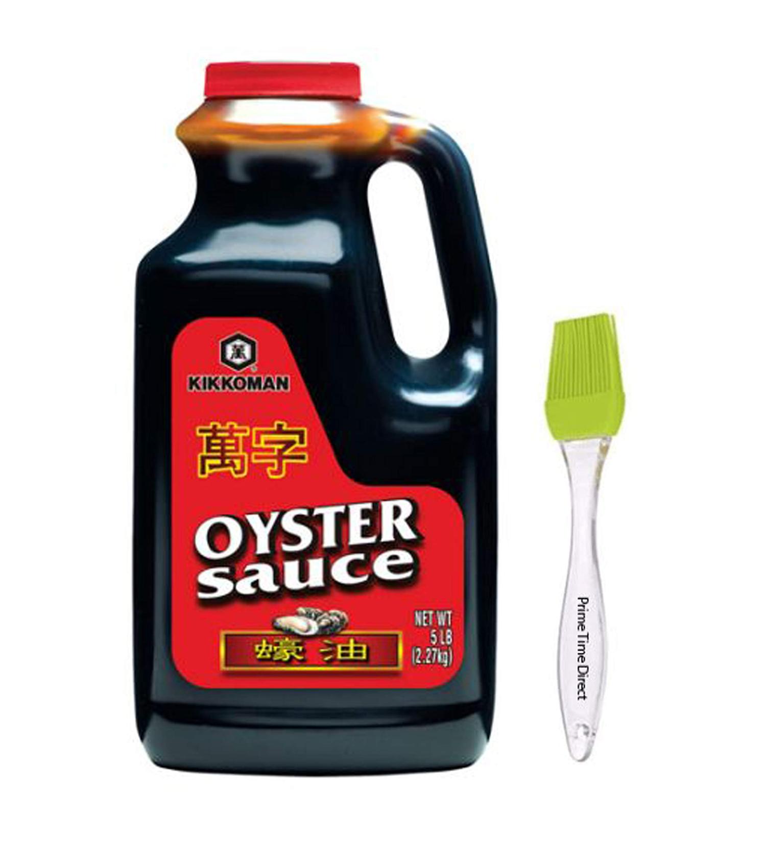 Kikkoman Oyster Flavored Sauce Red Label, 5 Pound Bundle with PrimeTime Direct Silicone Basting Brush in a PTD Sealed Bag