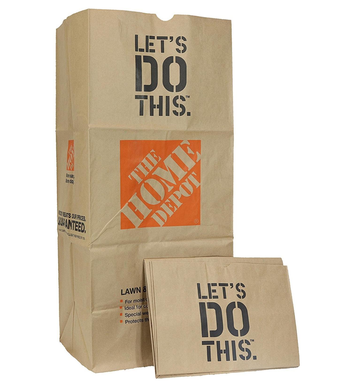 The Home Depot 49022-10PK Heavy Duty Brown Paper Lawn and Refuse Bags for Home and Garden, 30 gal (10 Lawn Bags) Pack of 10