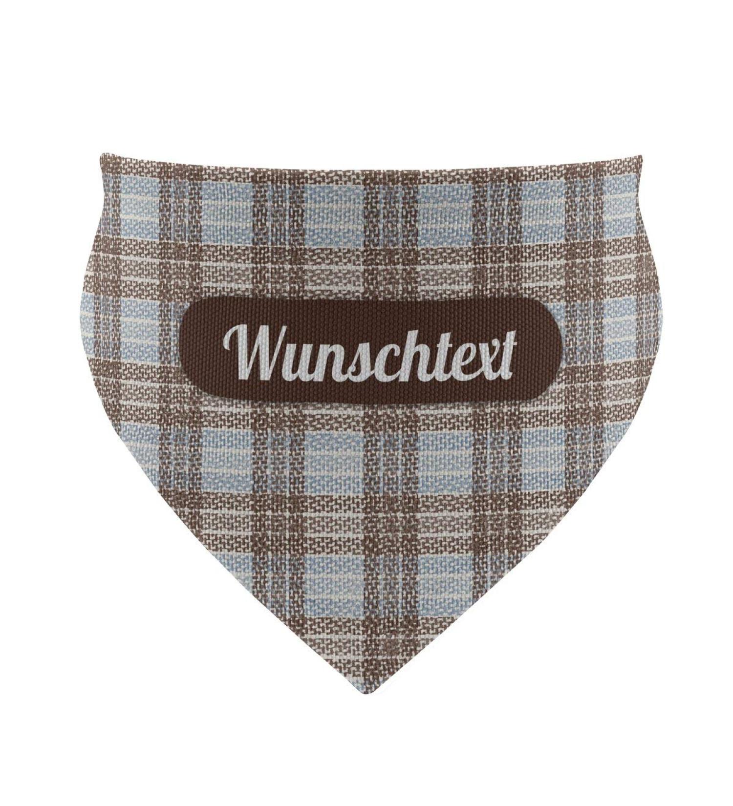 Printplanet Dog Neck Towel - Customizable with Name/Text - Brown-Blue Check Pattern - Size M - International Shipping Available - Buy Online on GoSupps.com