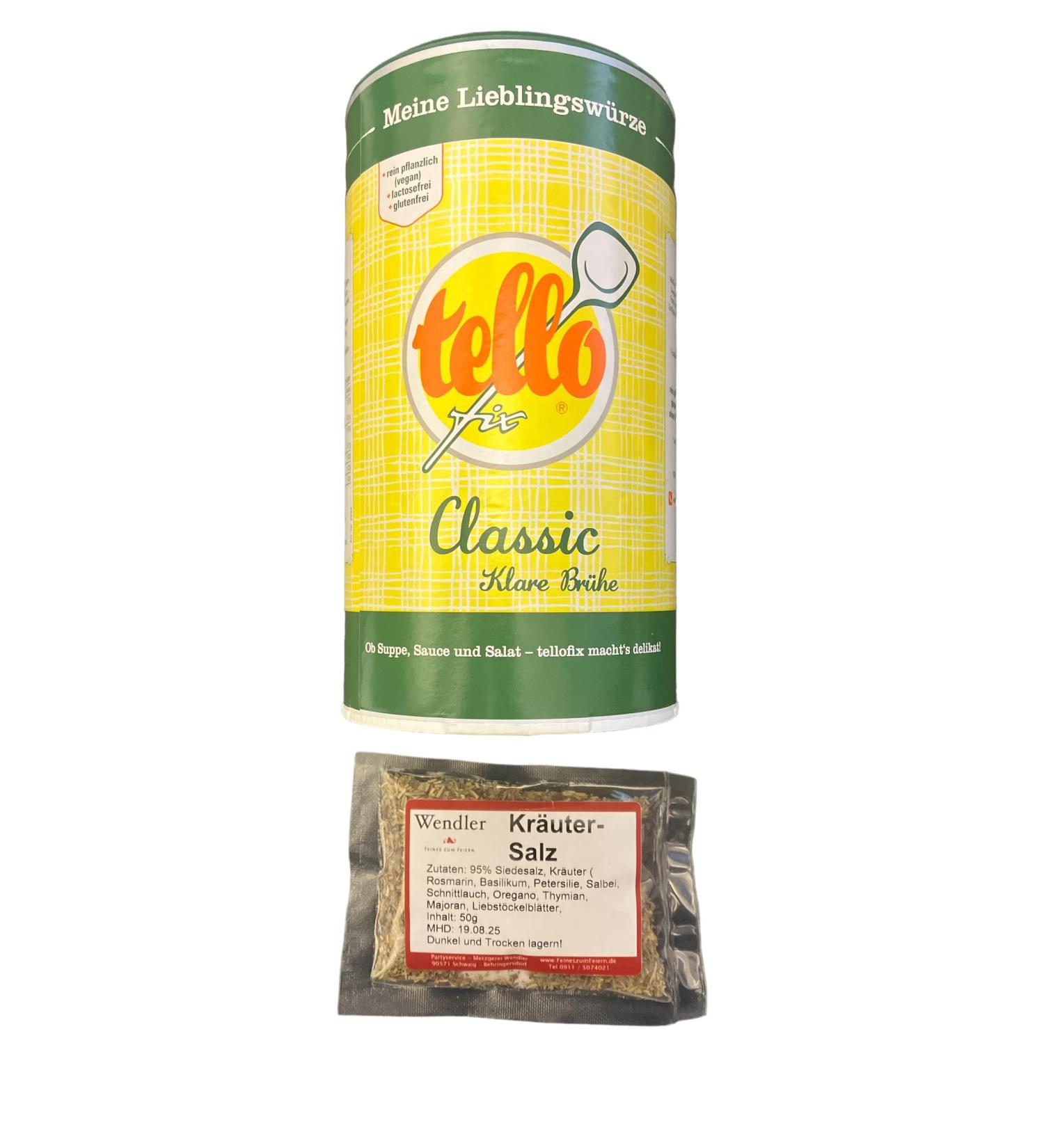 Buy Tellofix Classic Clear Broth (900g) - Plant-Based Vegan & Lactose-Free + 50g Wendler's Herbal Salt | International Shipping - Buy Online on GoSupps.com