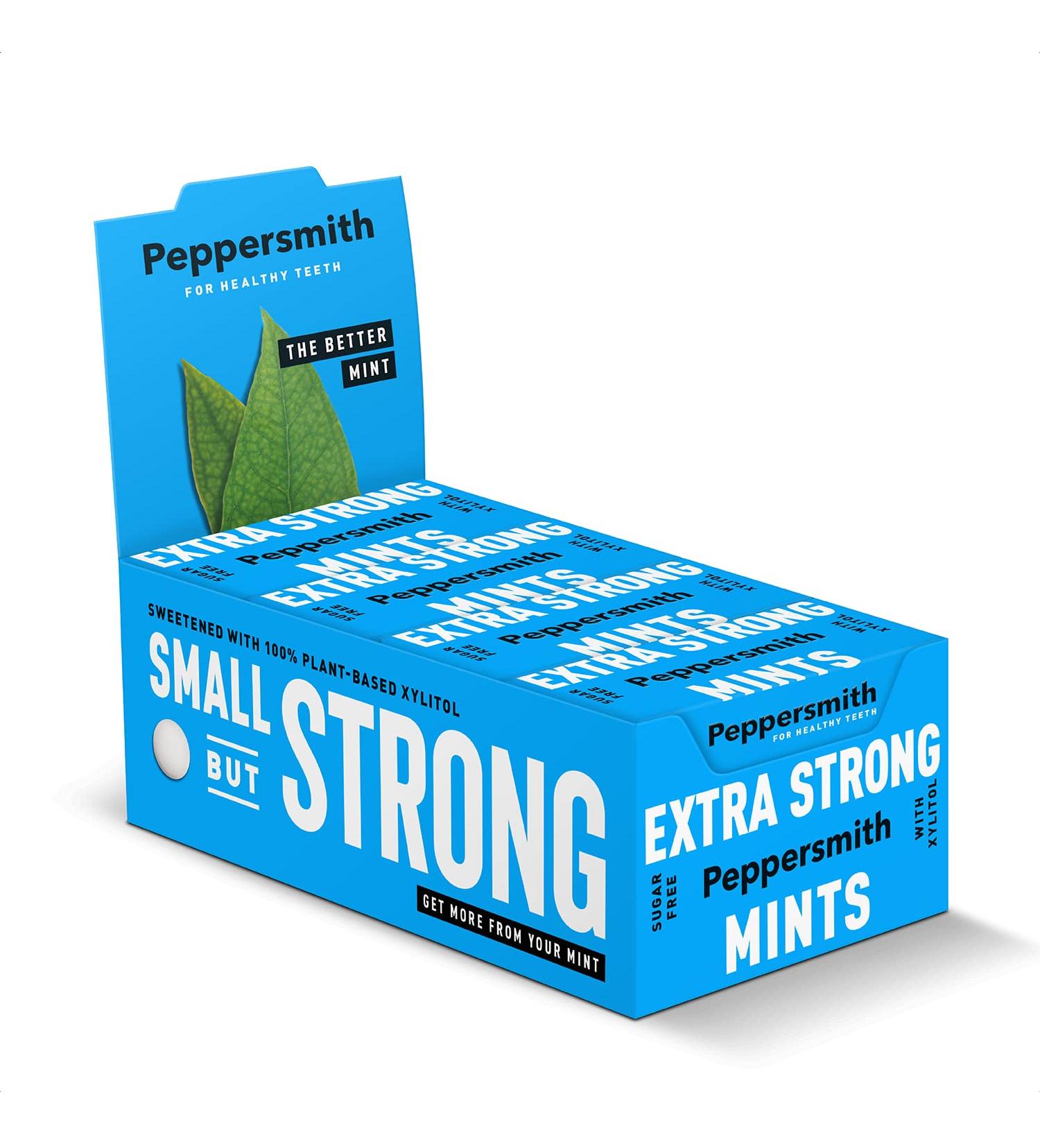 Peppersmith - Extra strong mints - Sugar-free mints - 100% vegetable Xylitol - Natural sweetener - Natural eucalyptus - Breath freshens - Oral health benefits - Pack of - Buy Online on GoSupps.com