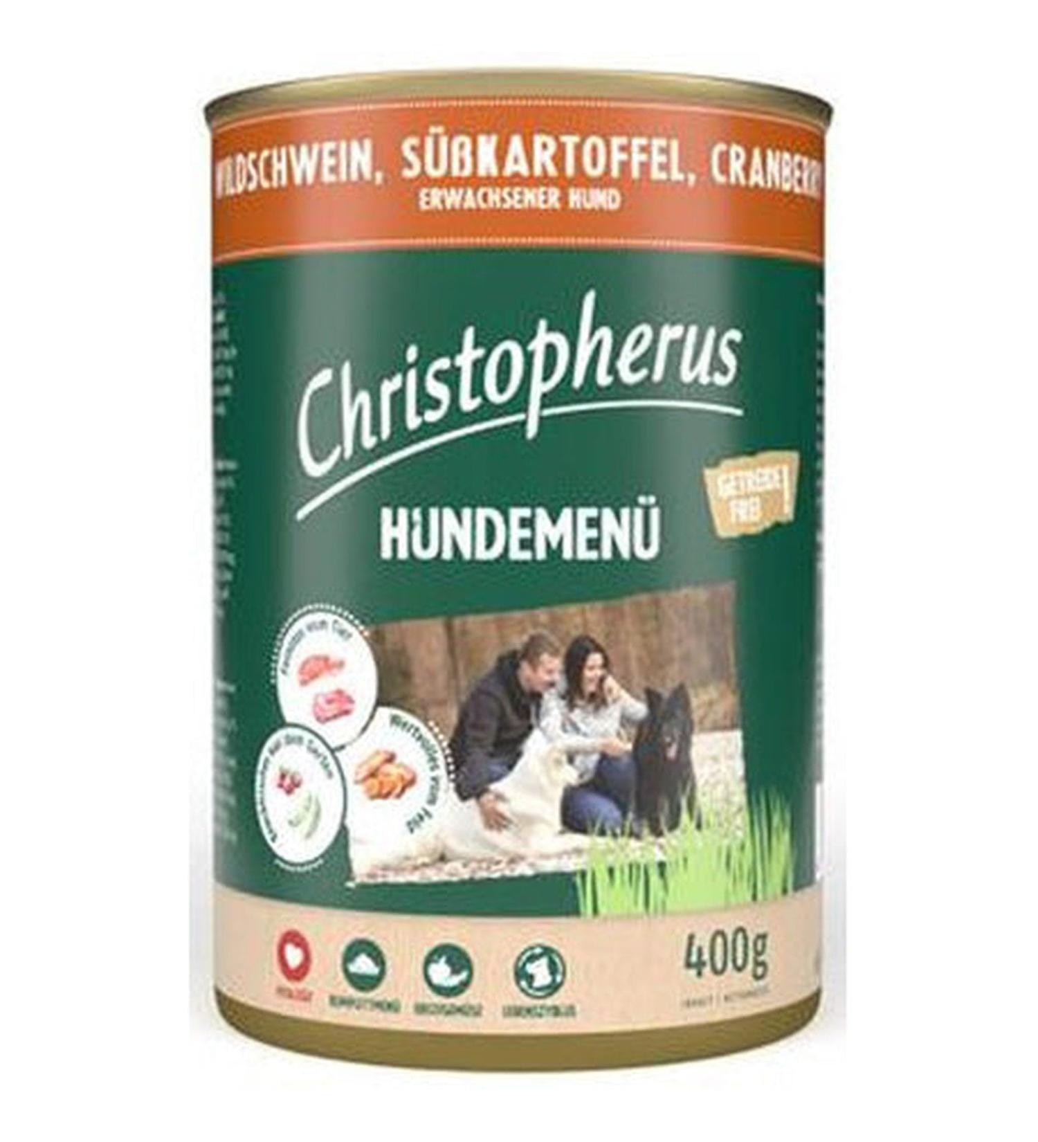 Christopherus Menue Adult Dog with wild boar, sweet potato | 6 x 400 g