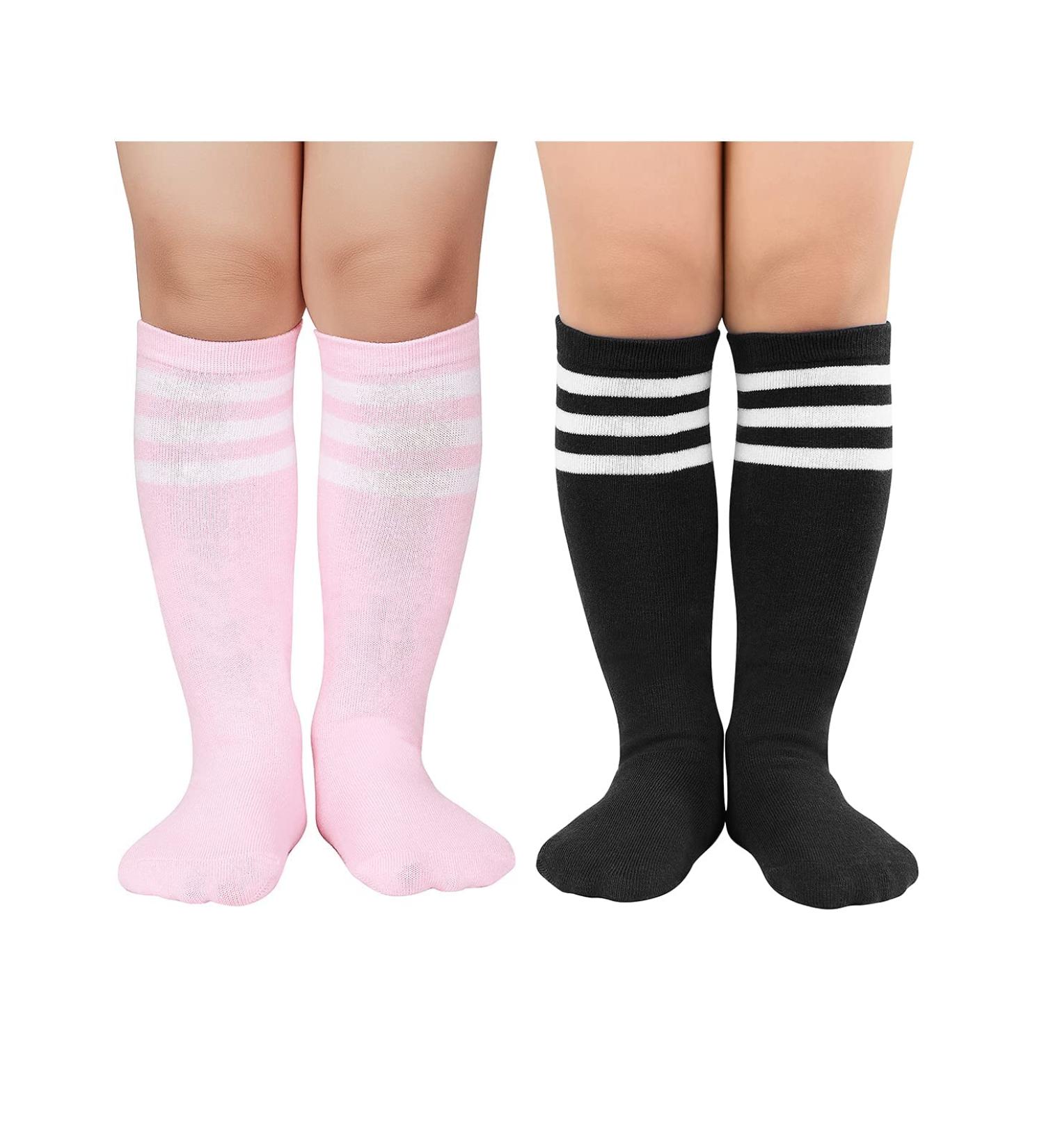 Century Star Kids Soccer Uniform Knee High Tube Socks - 2 Pairs, Pink/Black/White - Buy Online on GoSupps.com