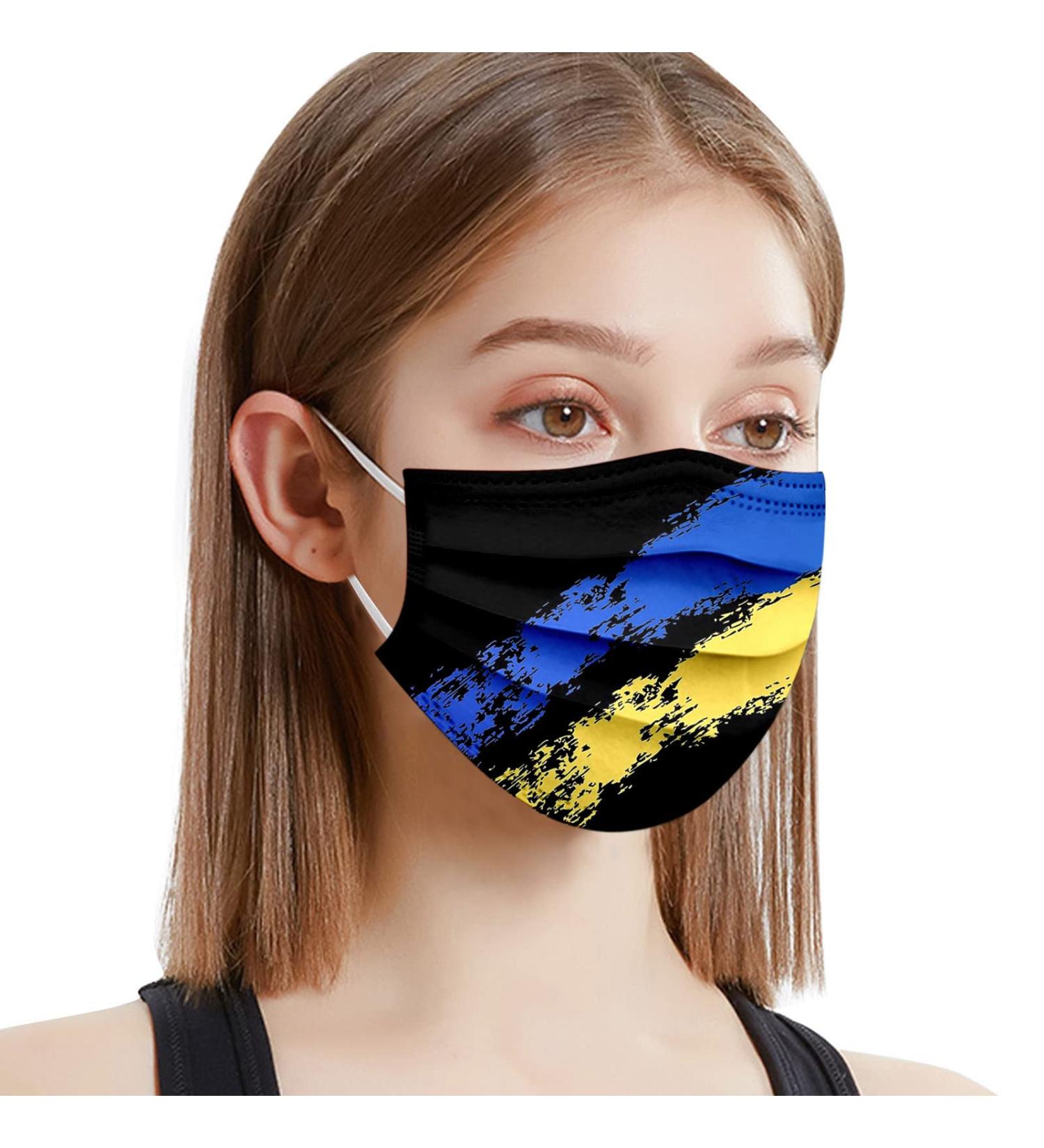 95Scloud-1: 10-Piece Disposable 3-Layer Mouth Protection with Ukraine Flag Design | Breathable Bandana Scarf for Adults - Men & Women - Buy Online on GoSupps.com