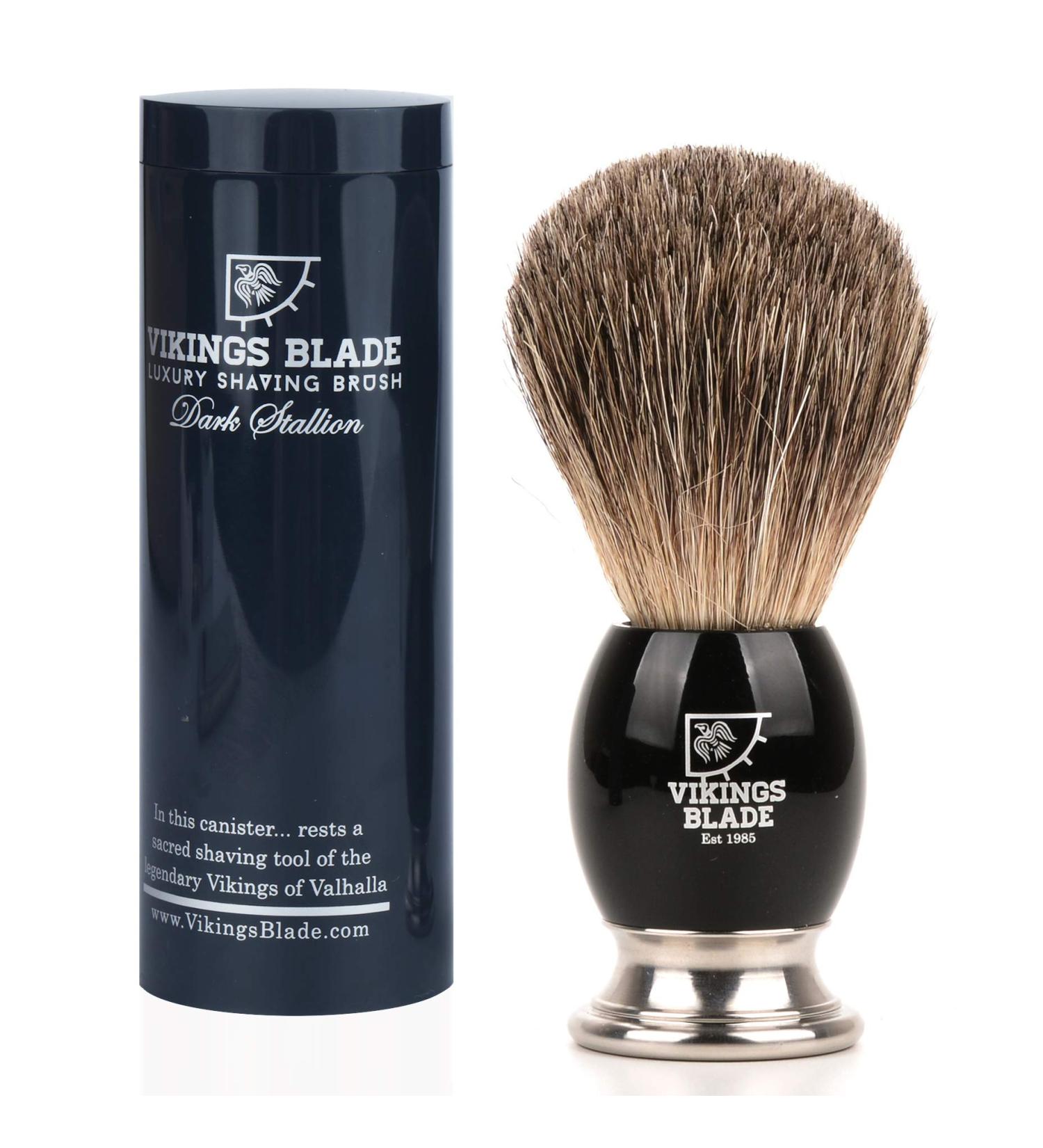 VIKINGS BLADE Luxury Shaving Brush for Men - Dark StallionisdigitUltra Heavy Acrylic & 316L Steel Handle - Strong Knot, Minimal Shedding - Fast Lather - Smooth & Plush on Skin - Buy Online on GoSupps.com