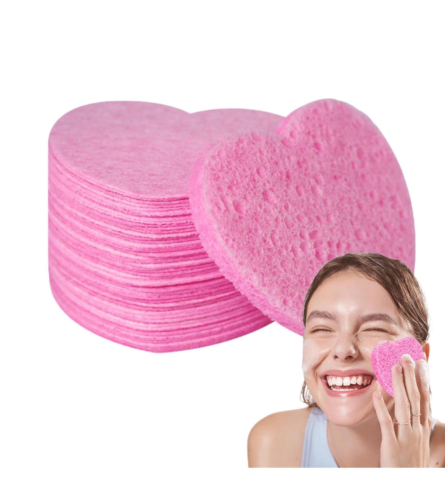 50 Compressed Facial Sponges Heart Face Sponges for Cleansing Estheticians Sponges Facial Exfoliatings Sponge for Women Pink - Buy Online on GoSupps.com