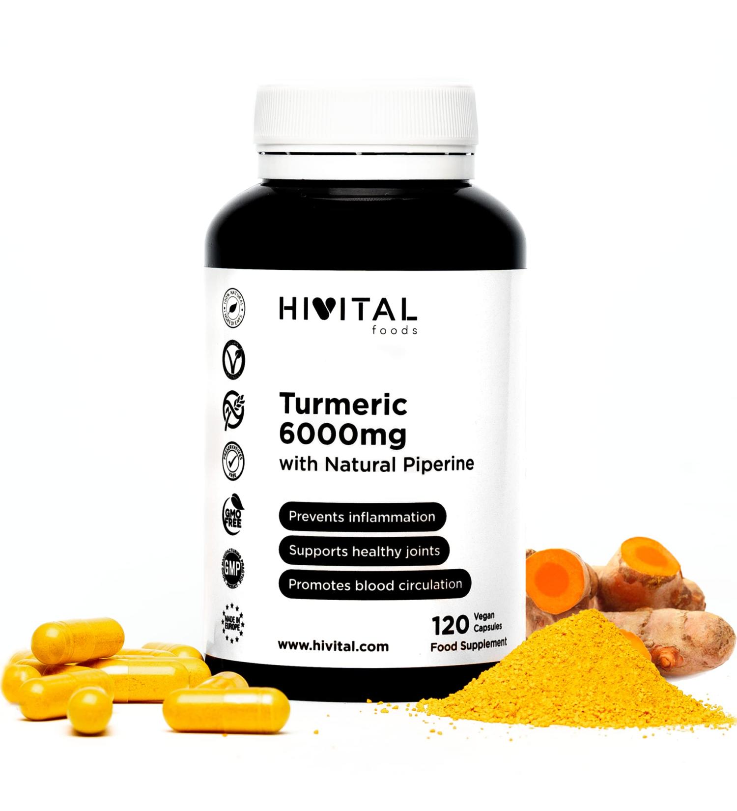 Turmeric Concentrated Extract 6000mg with 285mg Turmeric & Black Pepper | 120 Vegetable Capsules | Powerful Antioxidant for Cardiovascular & Joint Health - Buy Online on GoSupps.com