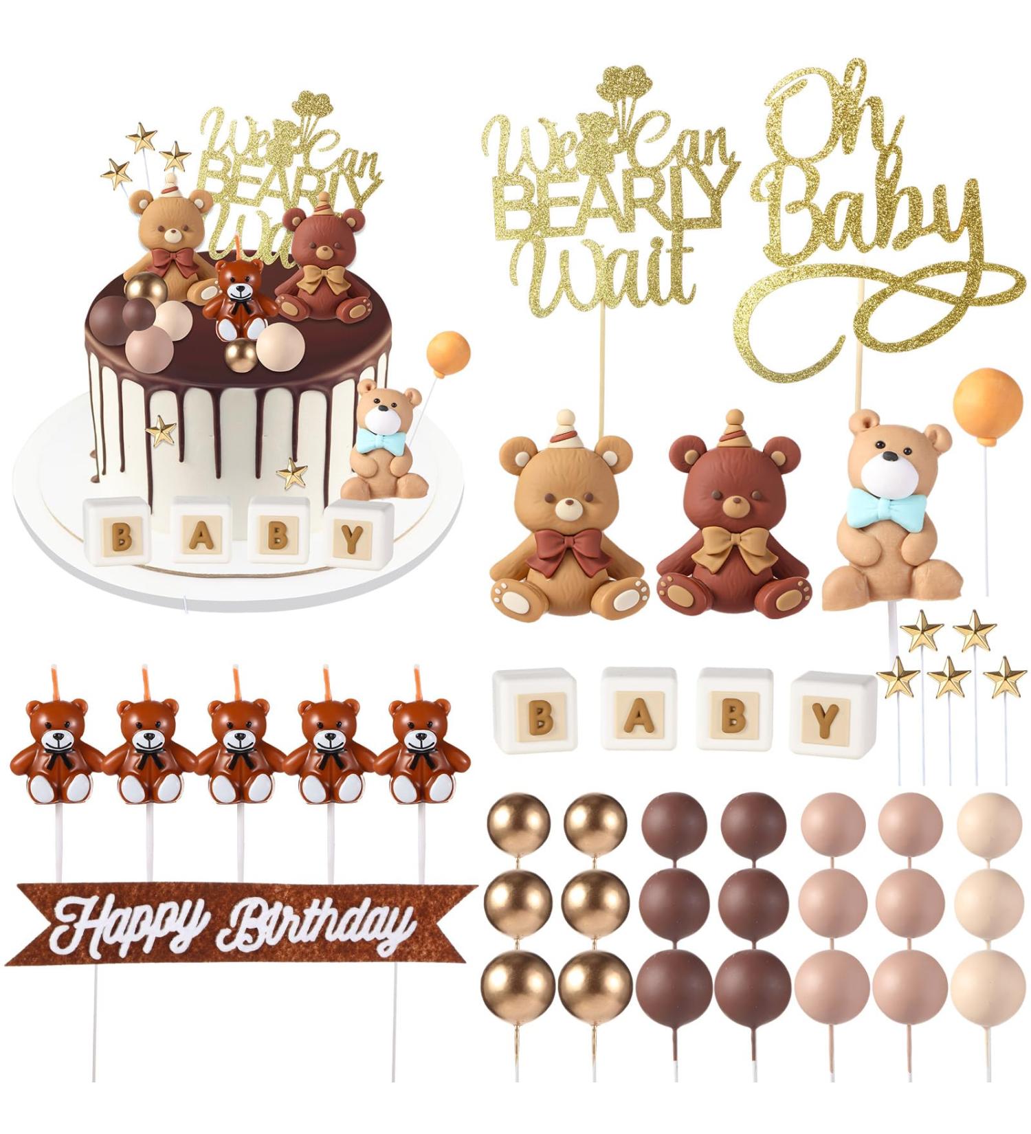 Beeveer 42 Pcs Bear Balls Cake Toppers Mini Bear Cake Decorations Brown Bear for Birthday Party Wedding Baby Shower Supplies - Buy Online on GoSupps.com