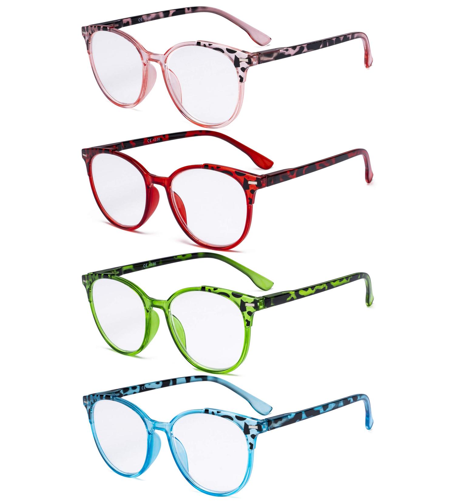 Eyekepper 4 Pack Ladies Reading Glasses - Stylish Oversize Round Readers for Women +1.75 - Fashionable Reading Glasses Set - Buy Online on GoSupps.com