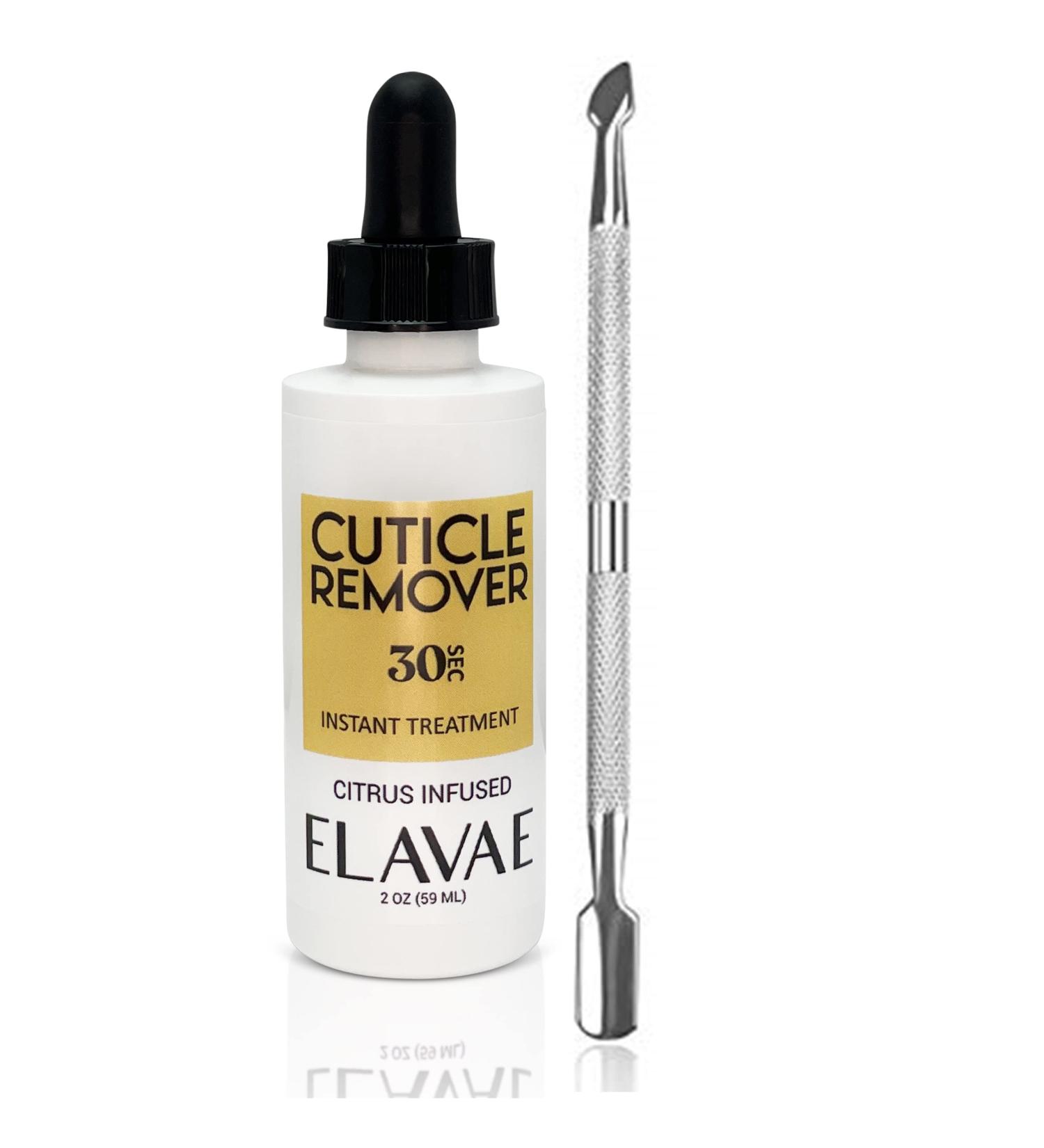 Elavae Instant Cuticle Remover Gel Cream 2 OZ + Stainless Steel Pusher Tool - Softens & Removes Cuticles without Trimming - Easy Home Manicures & Pedicures - Buy Online on GoSupps.com