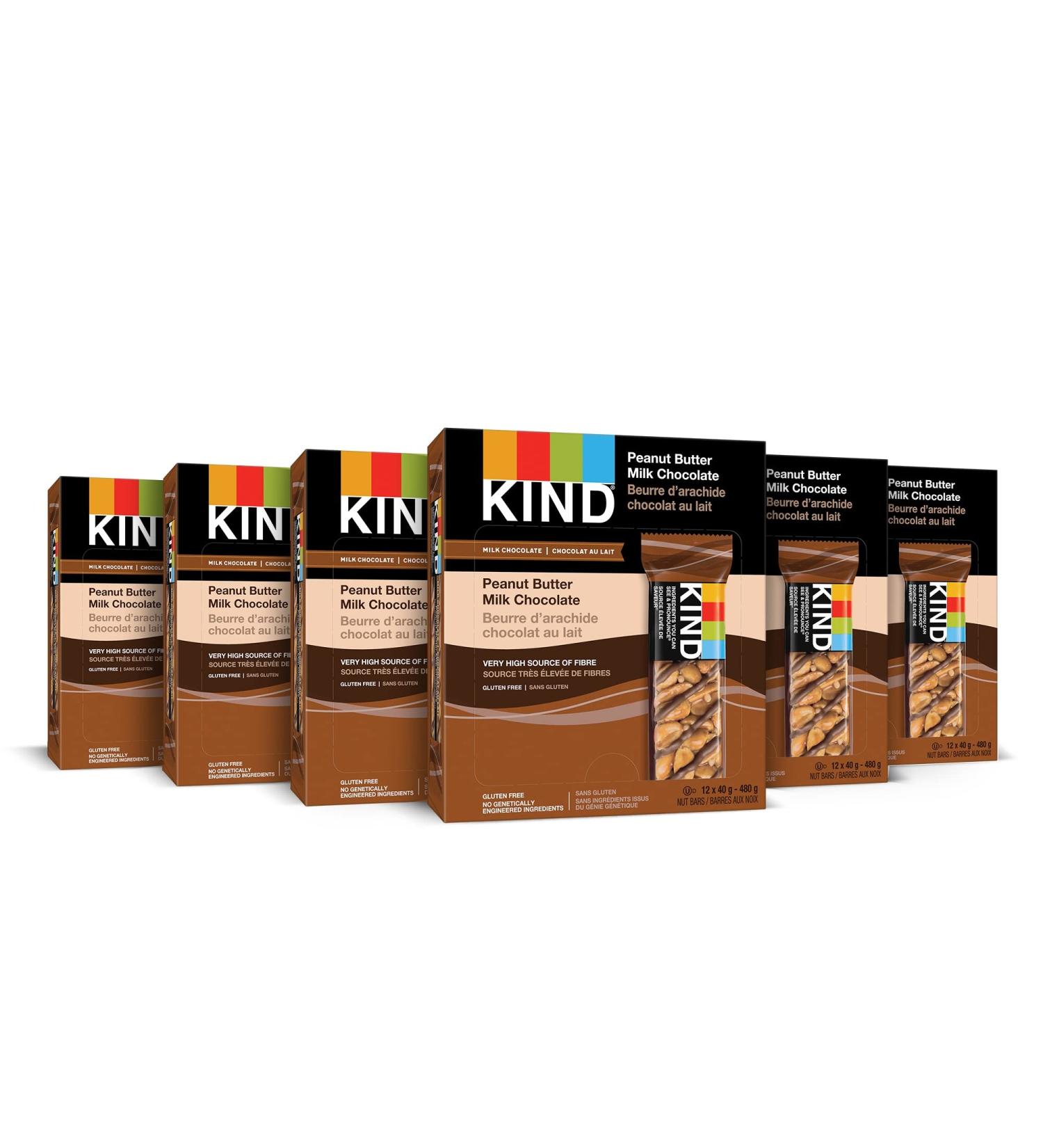 KIND Bars Peanut Butter Milk Chocolate Gluten Free 40 Grams 72 Count 6 Boxes - Buy Online on GoSupps.com