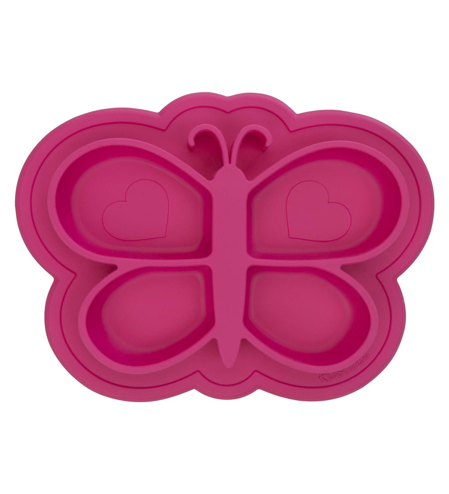Kushies Siliplate Silicone Suction Plate for Toddlers - Pink Butterfly (Candy) | BPA, PVC & Phthalate Free | Non-Slip Feeding Dish | Dishwasher, Microwave & Oven Safe - Buy Online on GoSupps.com