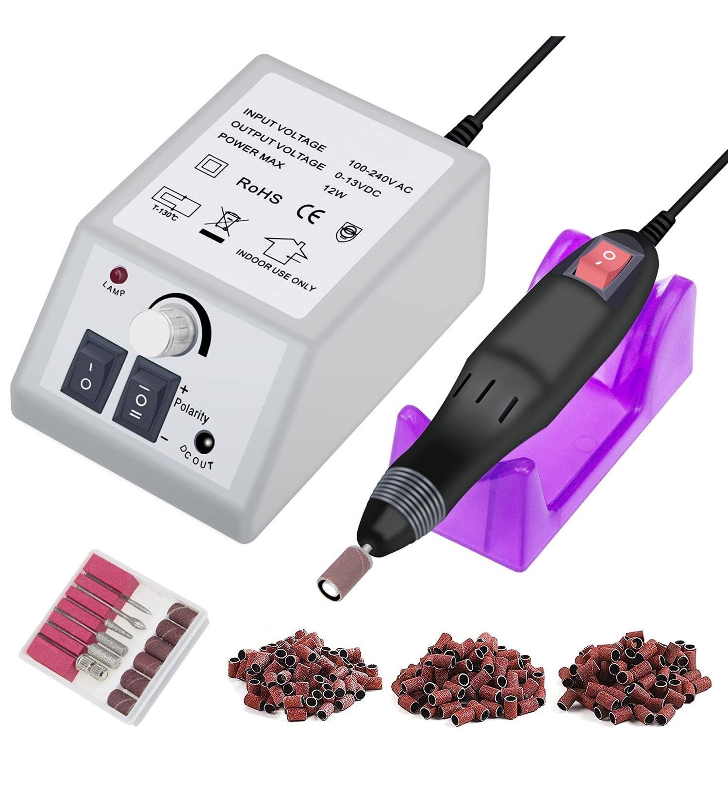 Professional Electric Nail Drill Machine Manicure Set with 156pcs Sanding Bands - Low Noise Vibration for Acrylic Nails, Gel Art, Pedicure - Nail File and Polisher Grinder - Buy Online on GoSupps.com