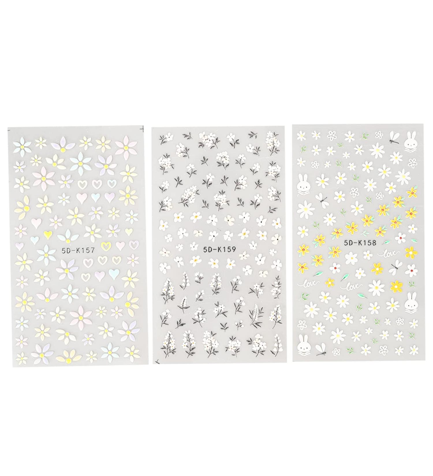 Self Adhesive Flower Nail Art Stickers Decals Spring Floral Leaves Vine Geometric Design Manicure Tips Nail DIY Decoration for Women Girls - Buy Online on GoSupps.com