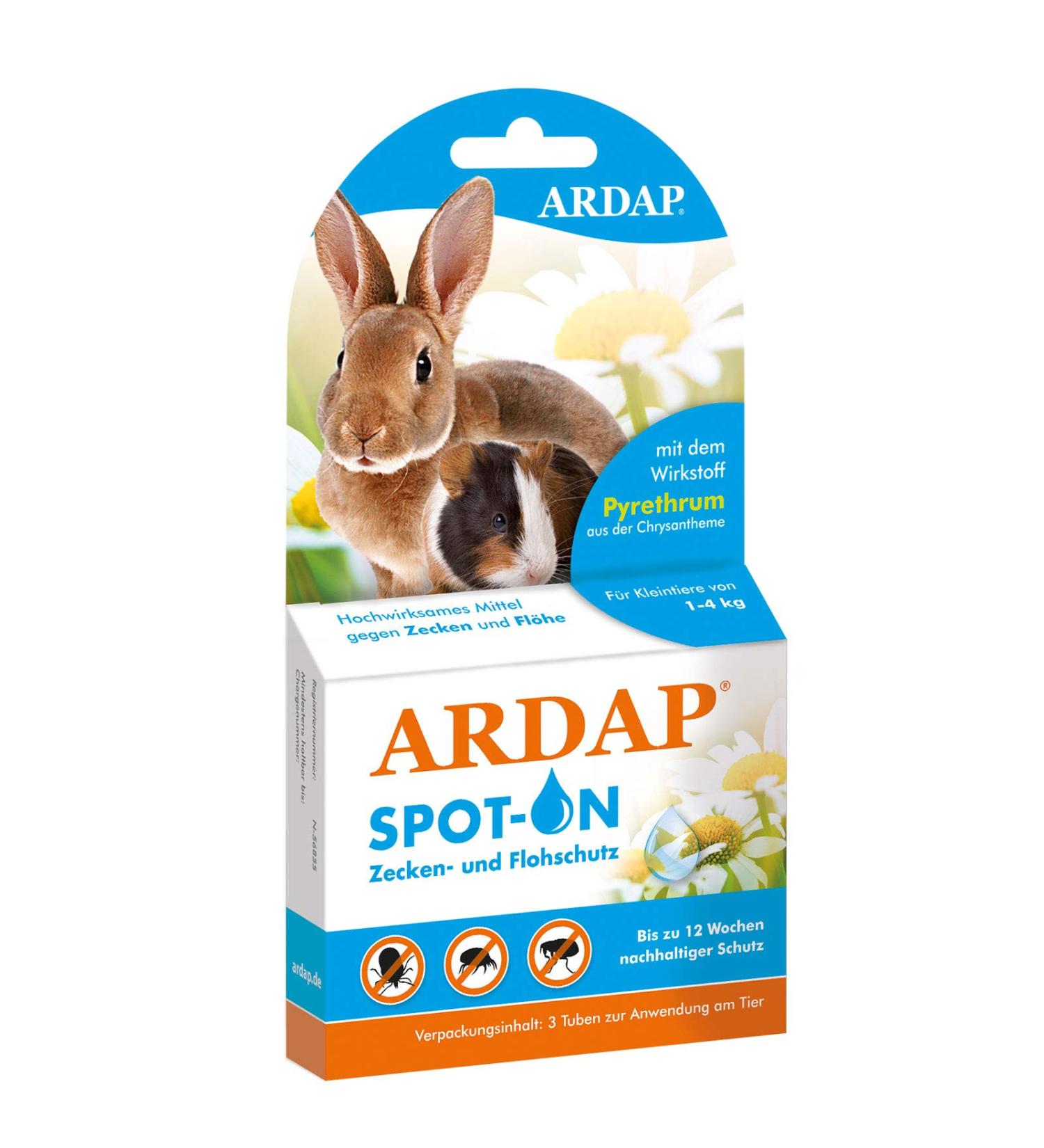 ARDAP Spot On: Natural Tick Mite & Flea Protection for Small Pets (1-4kg) - 12 Weeks Long-Lasting Safe Solution - Buy Online on GoSupps.com