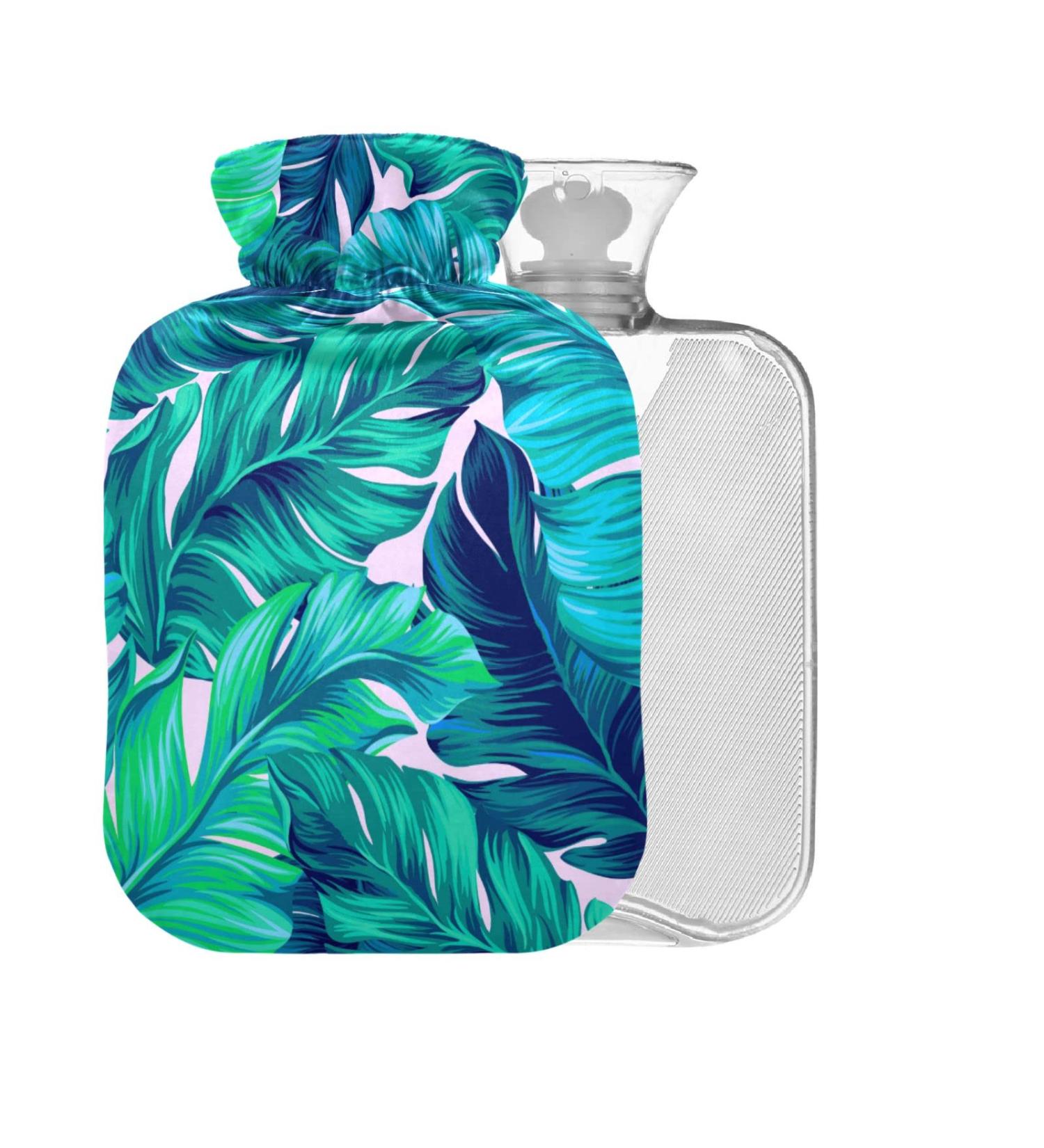 Tropical Leaves Hot Water Bottle 1L | BPA Free Small Hot Water Bag for Pain Relief & Cold Compress - Buy Online on GoSupps.com