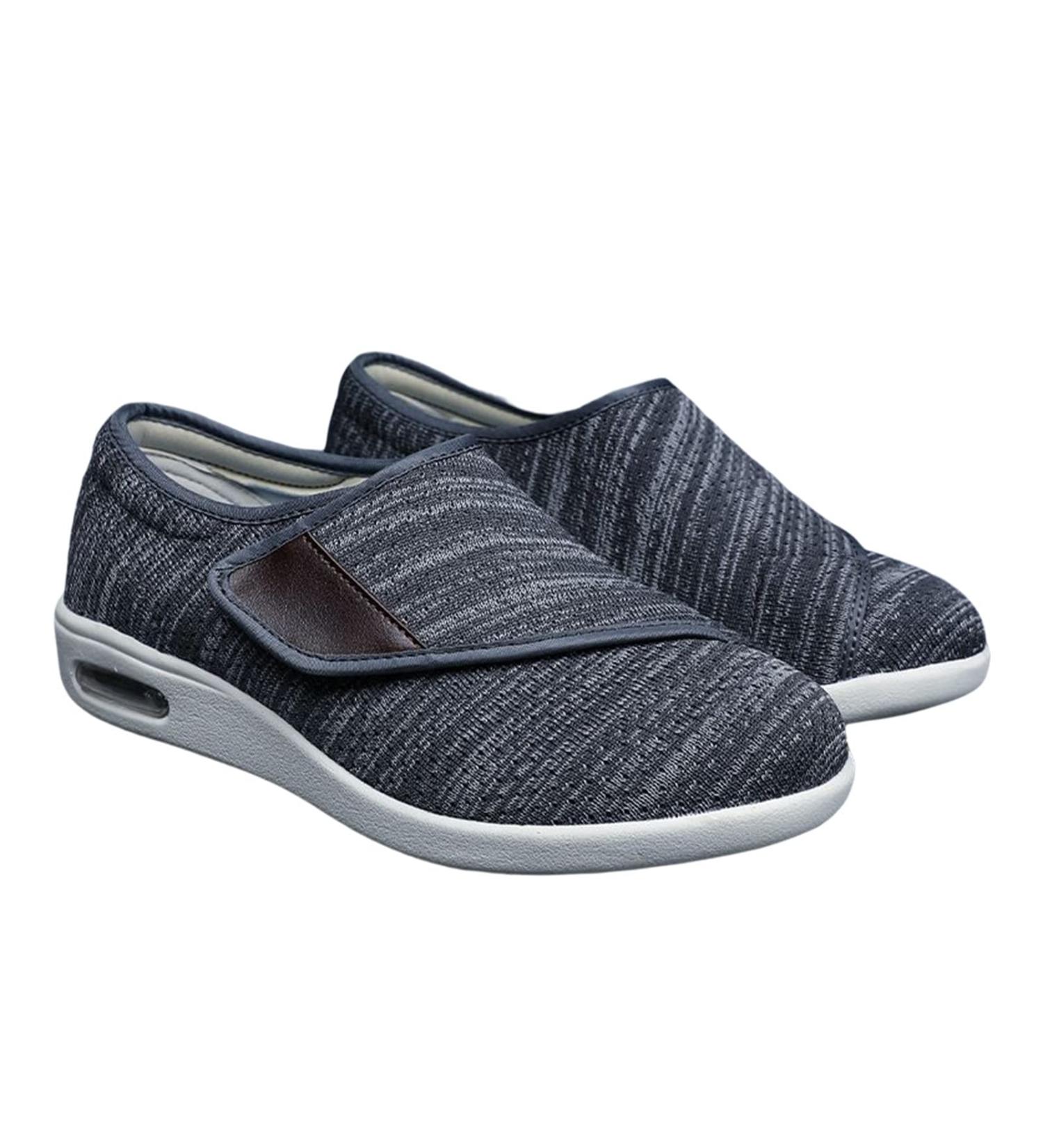 Men's Wide Fit Memory Foam Diabetic Slippers - Dark Grey | Orthopaedic Easy Close Shoes for Edema, Arthritis, Swollen Feet - Buy Online on GoSupps.com