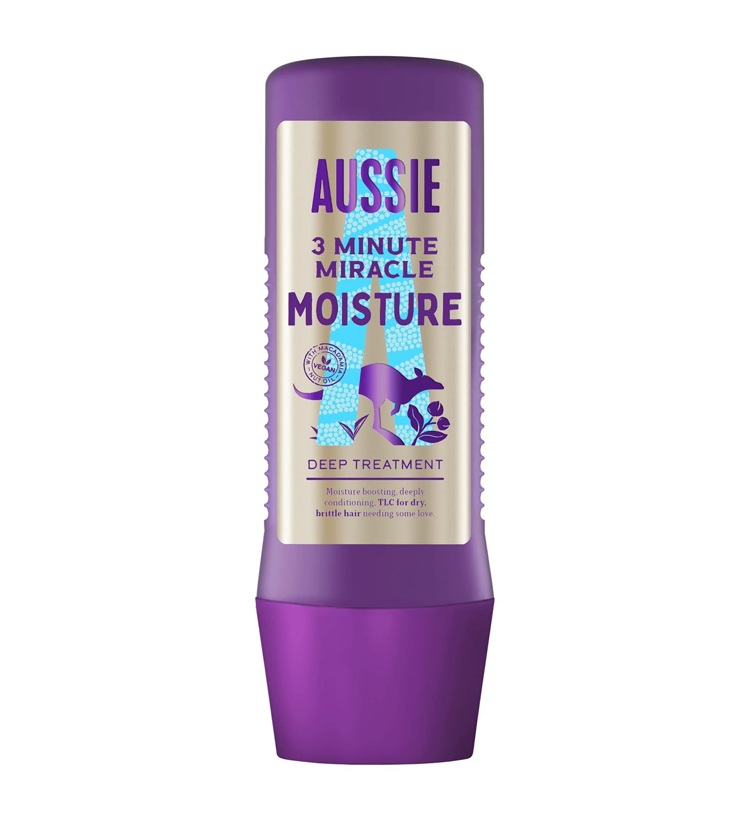 Aussie 3 Minute Miracle Moisture Intensive Vegan Treatment For Dry & Damaged Hair With Australian Macadamia Nut Oil 225ml - Buy Online on GoSupps.com