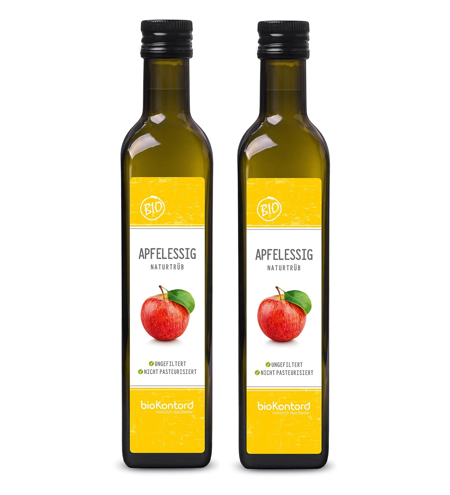 Organic Apple Cider Vinegar - Naturally Cloudy & Unfiltered 1000ml (2x500ml) | Raw & Unpasteurized | Biocontor - Buy Online on GoSupps.com