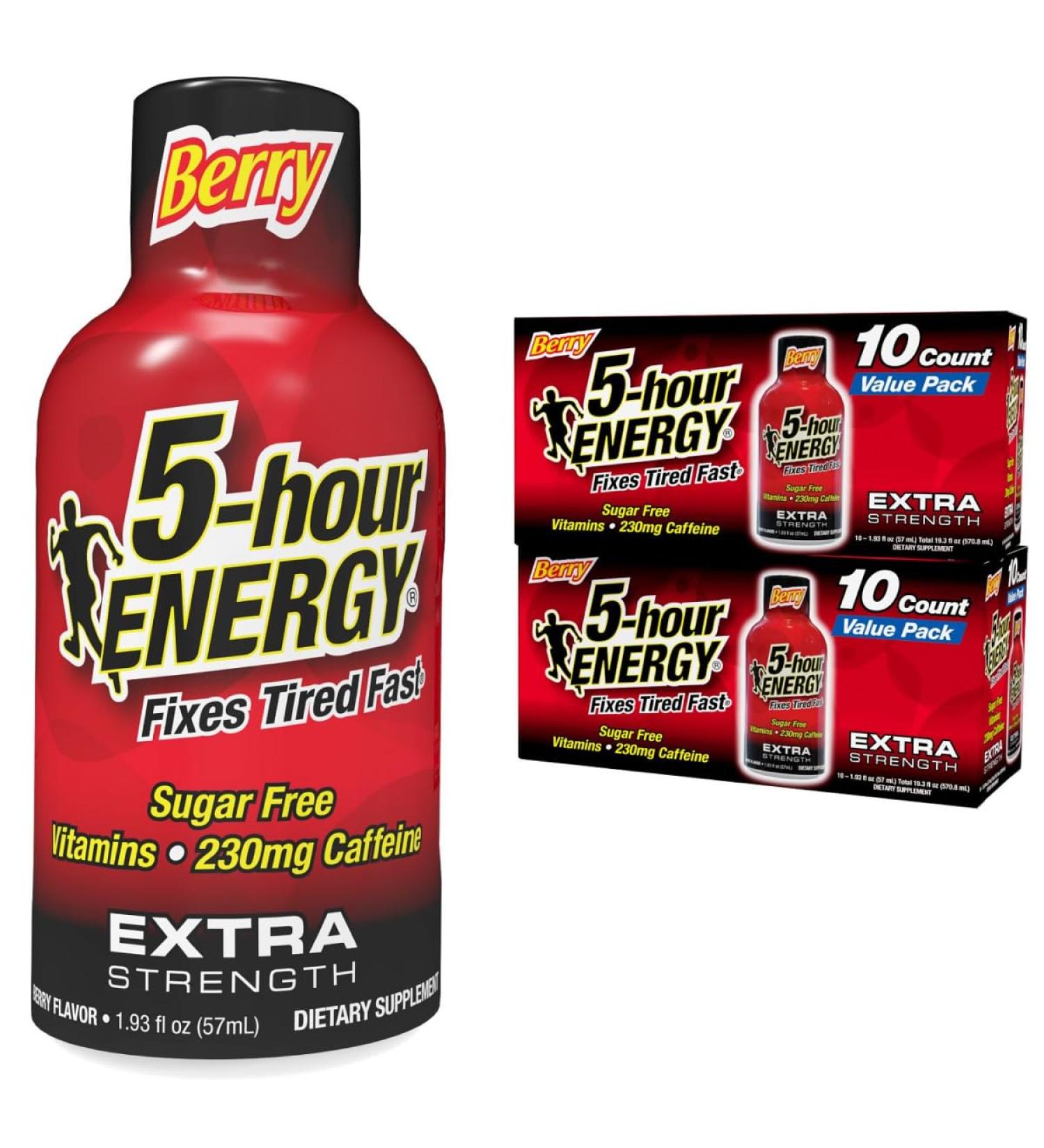 5-hour ENERGY Extra Strength Berry Energy Shot 1.93oz 20-Pack Sugar Free Caffeine Energy Booster with B-Vitamins & Amino Acids Zero Calorie - Buy Online on GoSupps.com