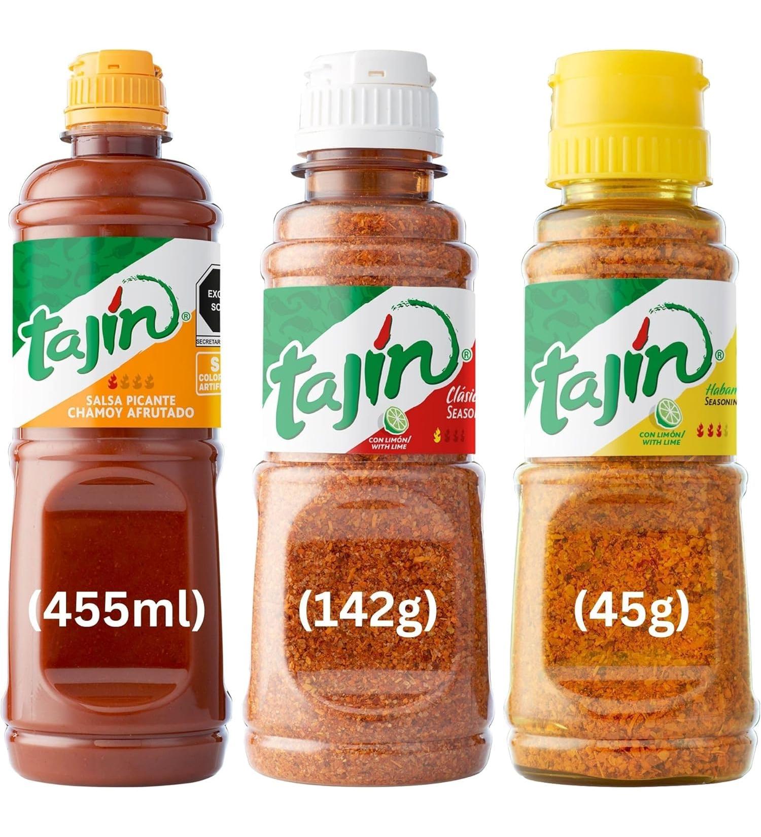 Tajin Seasoning Bundle -Tajin Clasico with Lime 142g Tajin Habanero with Lime 45g and Tajin Chamoy Sauce 455ml (Pack of 3) - Buy Online on GoSupps.com