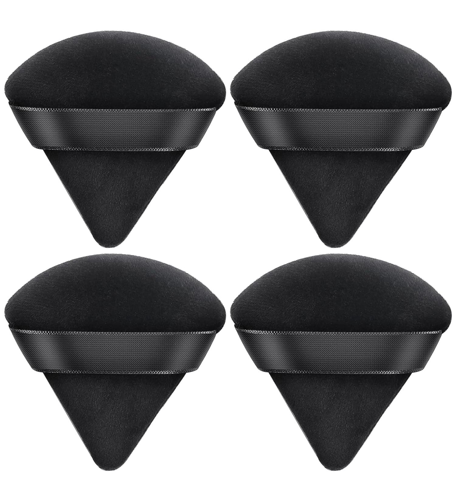 4 Pieces Soft Triangle Powder Puff - Velour Makeup Sponge for Loose Mineral Powder - Black Face Makeup Applicator - Buy Online on GoSupps.com