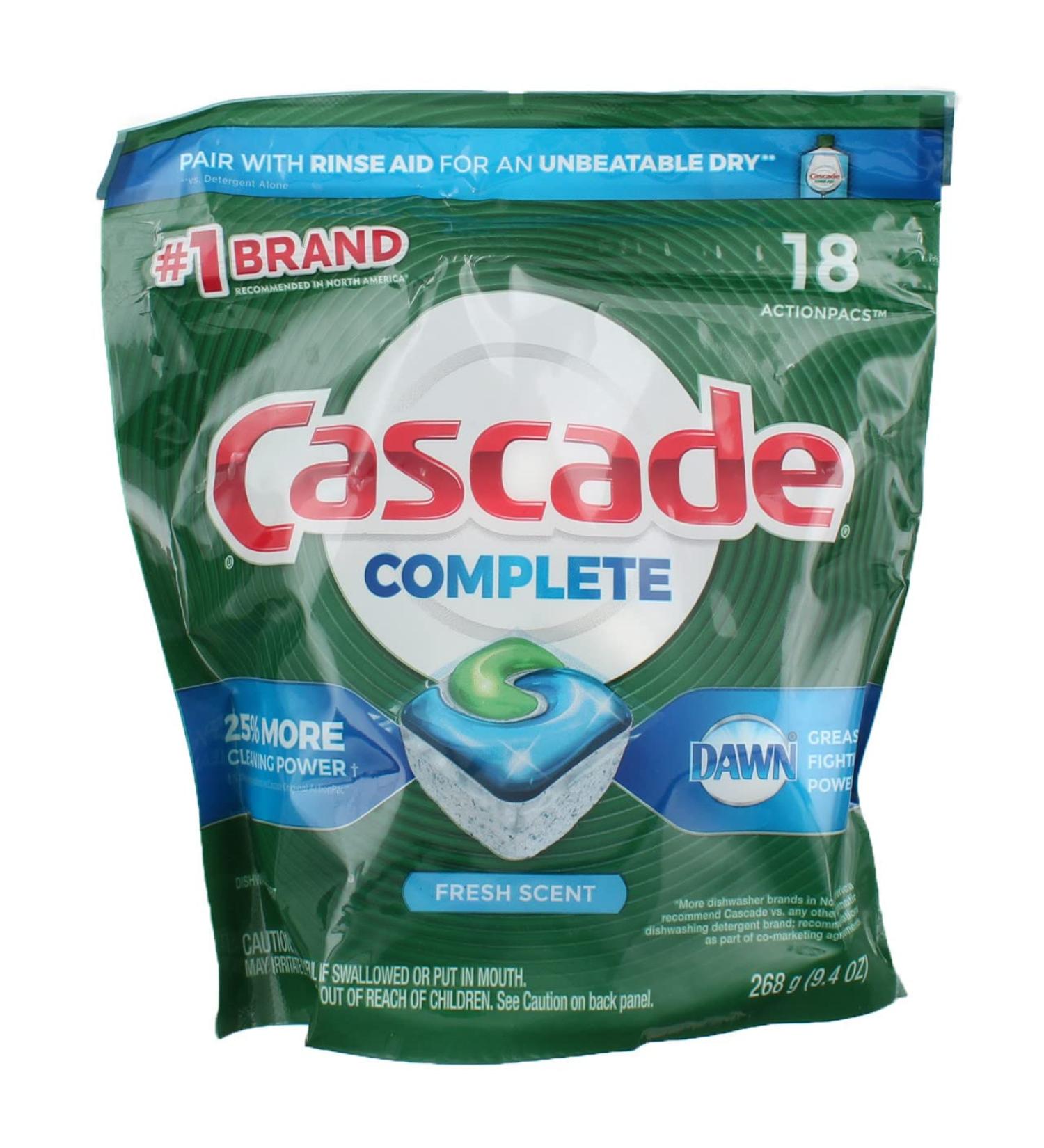 Buy Cascade CMPLT Pods 18PK - Best Dishwasher Detergent for Sparkling Clean Dishes | Fast International Shipping - Buy Online on GoSupps.com