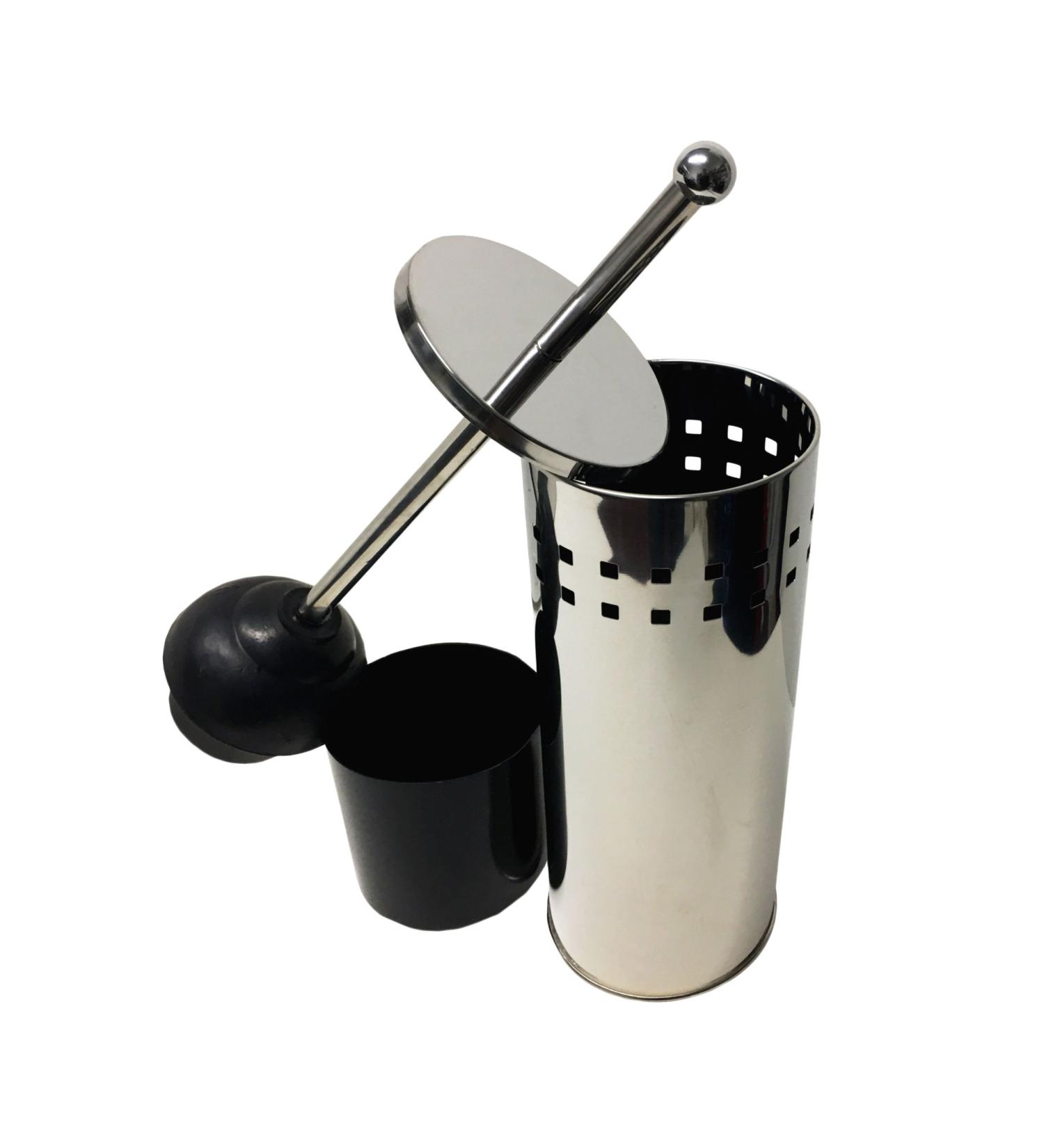 Toilet Plunger with Concealed Holder, Durable Plunger for Toilet, Plungers for Bathroom, No Splash Back, Long Handle, Punch Line Toilet Plunger and Holder for Bathroom - Chrome Finish Chrome 1