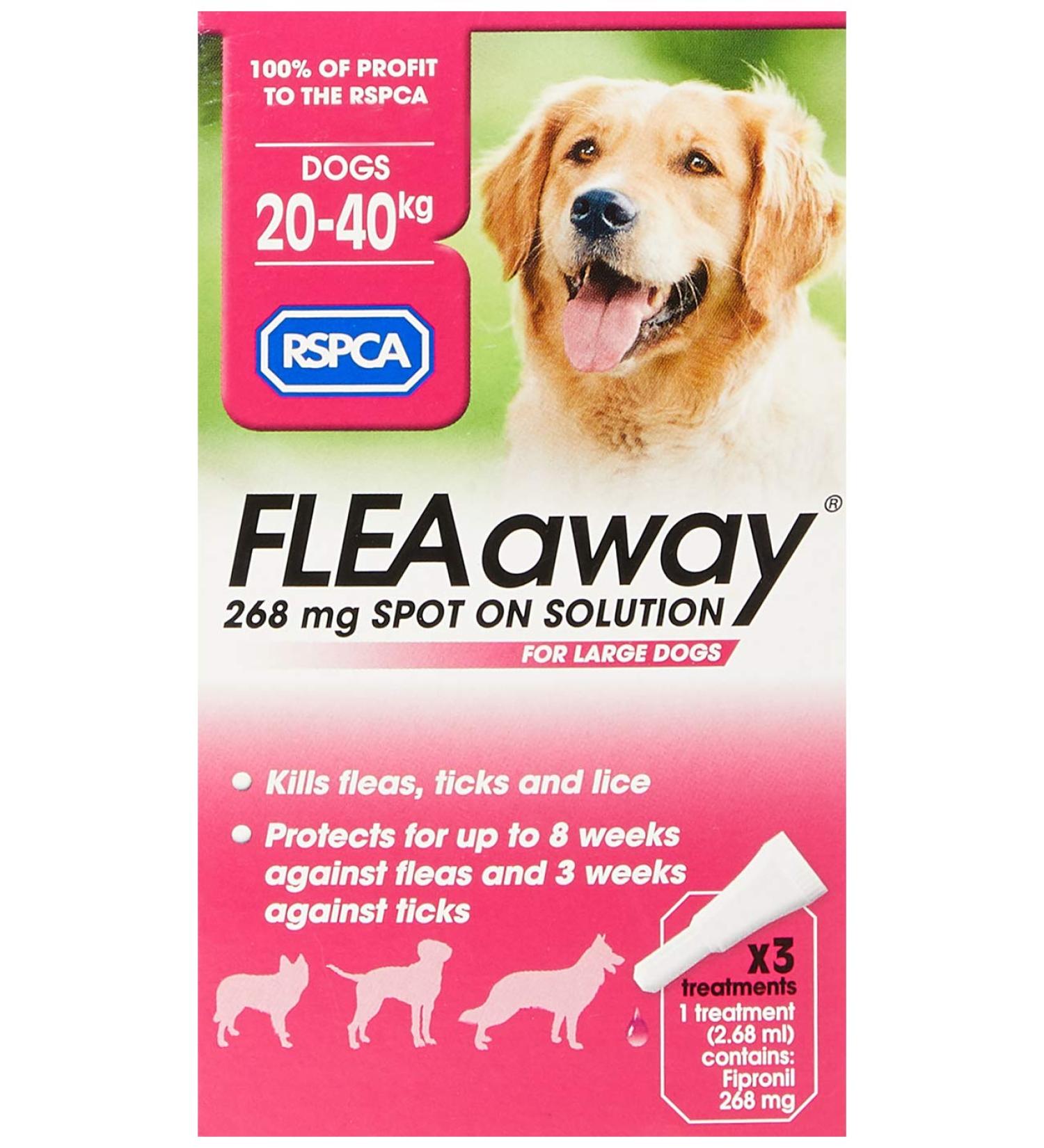 RSPCA FleaAway Spot-on Solution for Large Dogs 268 mg Pink - Buy Online on GoSupps.com
