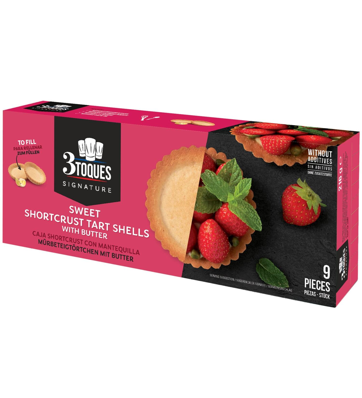 3 Toques Sweet Shortcrust Tart Shells with Butter - 1x9