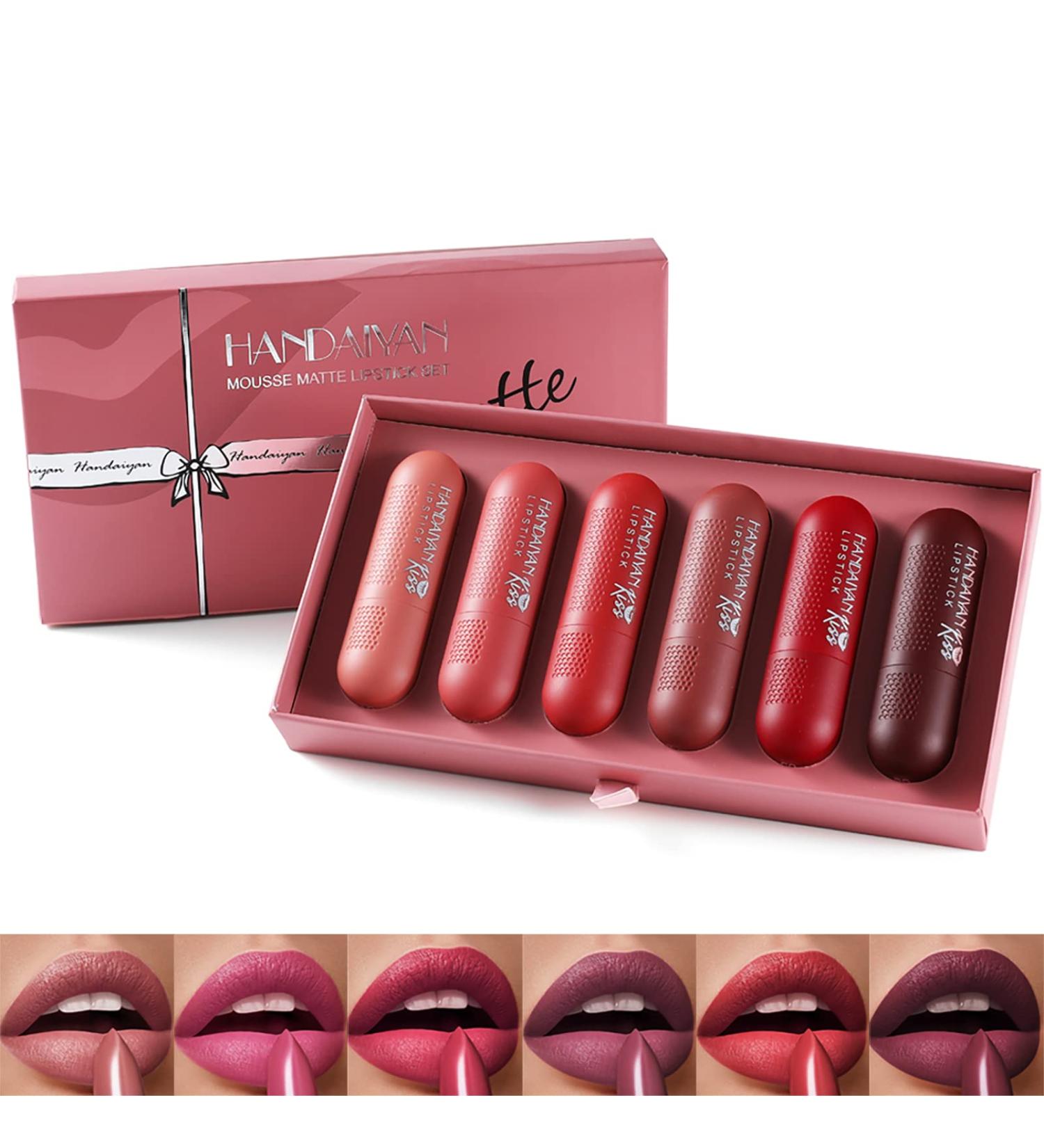 KIMIEYE 6Pcs Matte Lipstick Set B | Long Lasting, Moisturizing, Waterproof | Smooth Texture, Matte Finish | Up to 24 Hours Wear | 0.63oz - Buy Online on GoSupps.com