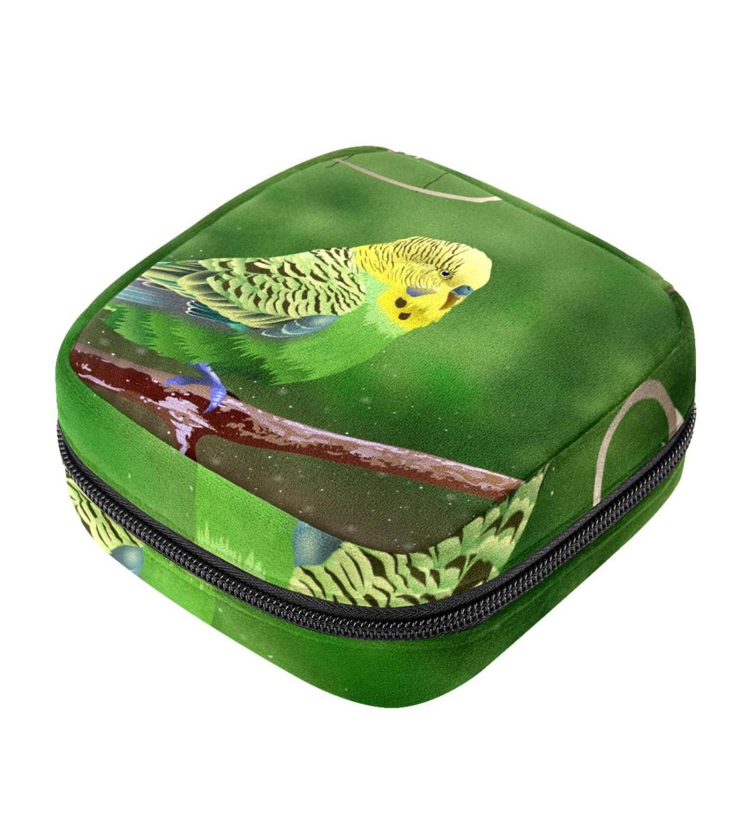 Stylish Menstruation Pad Bag with Zipper | Women's Napkin & Tampon Organizer | Budgie Color 10 - Buy Online on GoSupps.com