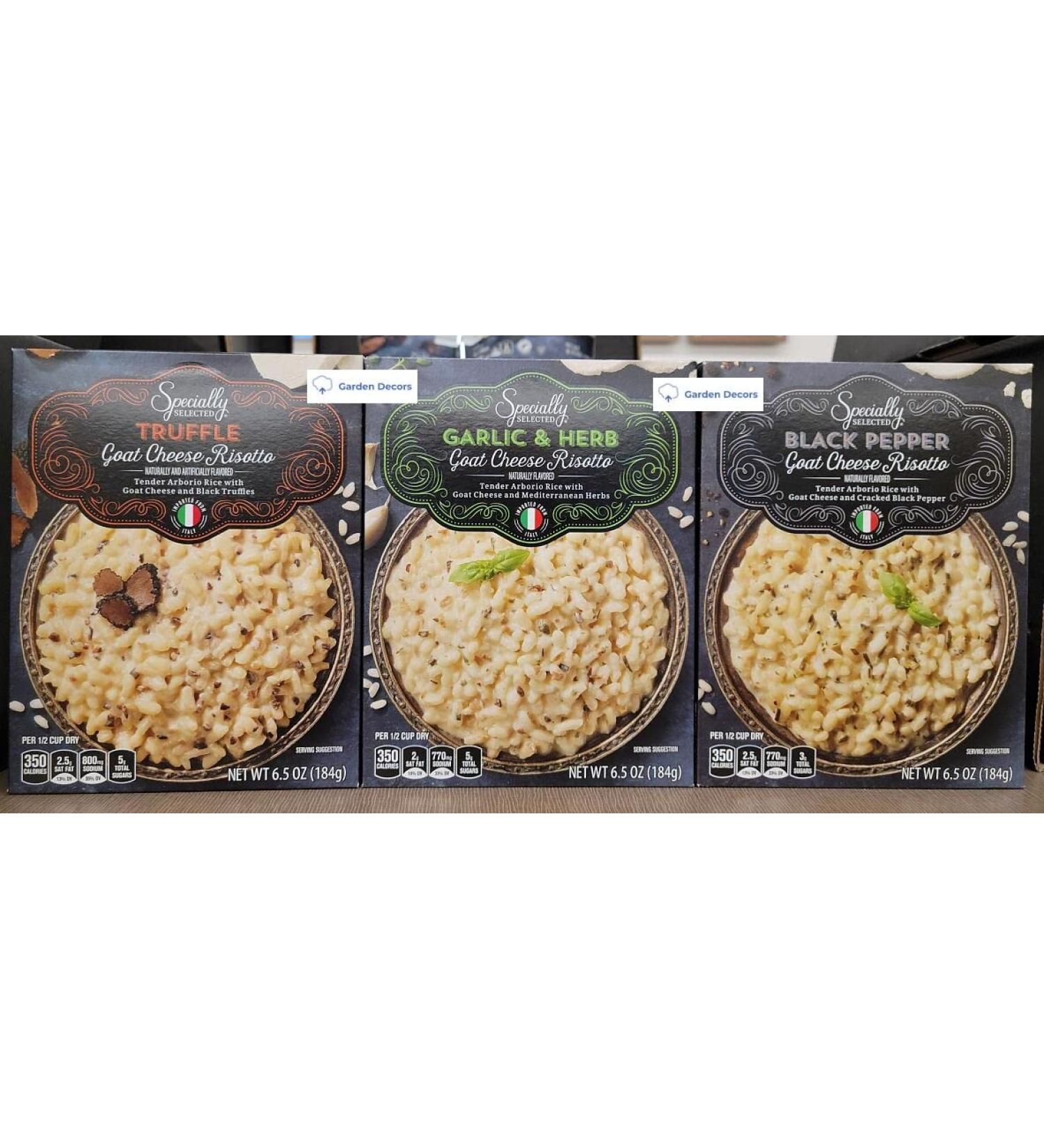Specially Selected Goat Cheese Risotto Assorted Varieties: Garlic & Herb, Black Pepper, Truffle 6.5oz 184g (Three Boxes)