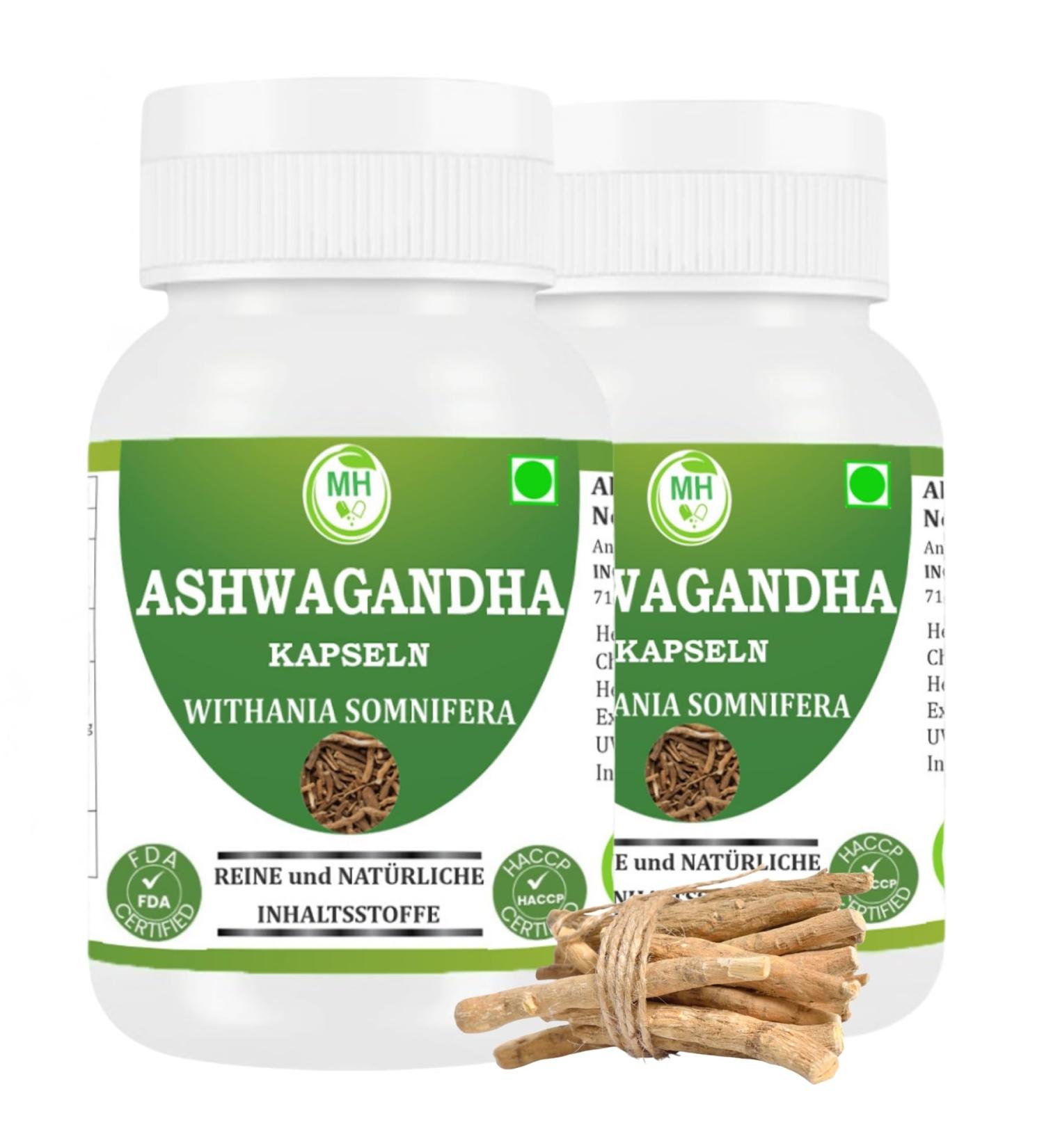  Morsan Healthcare Ashwagandha (Withania somnifera) Capsules | Pack of 60 x 500 mg. Vegetarian capsules | Natural food supplement | GMP certified | Gluten-free (120) - Buy Online on GoSupps.com