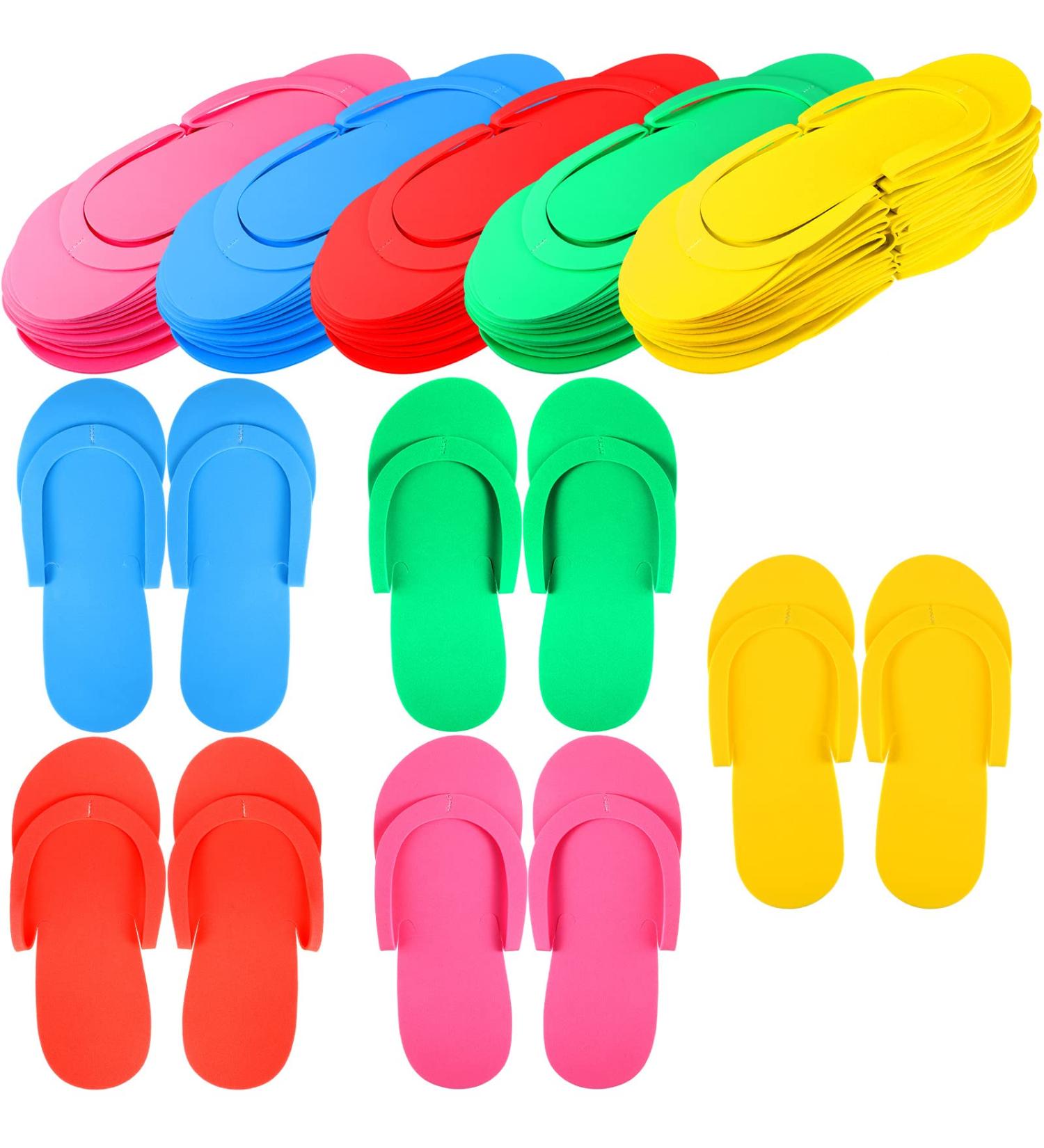JenPen 60 Pairs Disposable Pedicure Flip Flops - Colorful Foam Slippers for Salon, Nail Spa, Hotel, Travel - 5 Colors - Buy Online on GoSupps.com