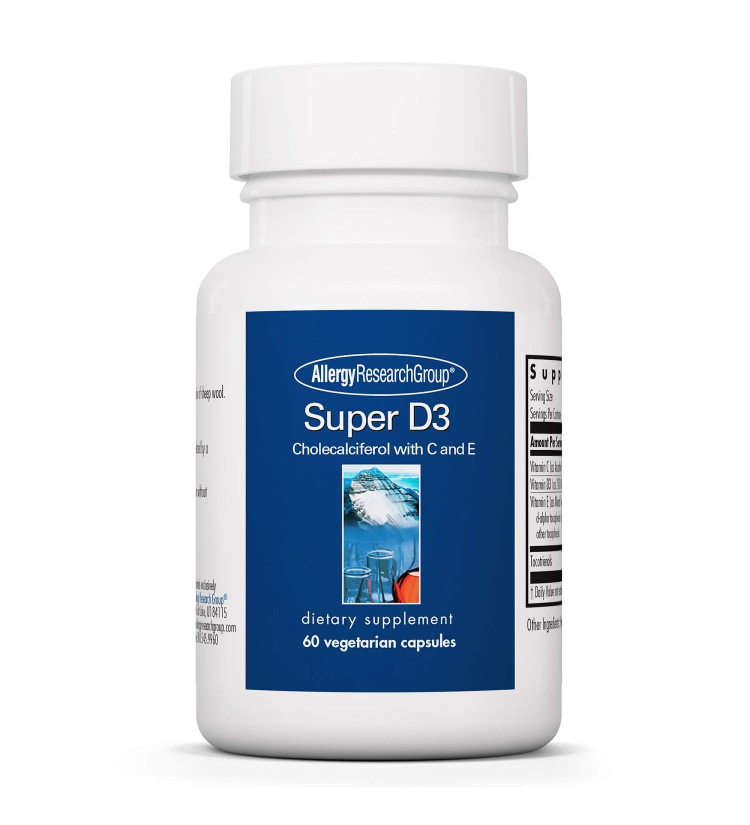 Allergy Research Group Super D3 - Bone & Immune Support - 60 Vegetarian Capsules - Buy Online on GoSupps.com