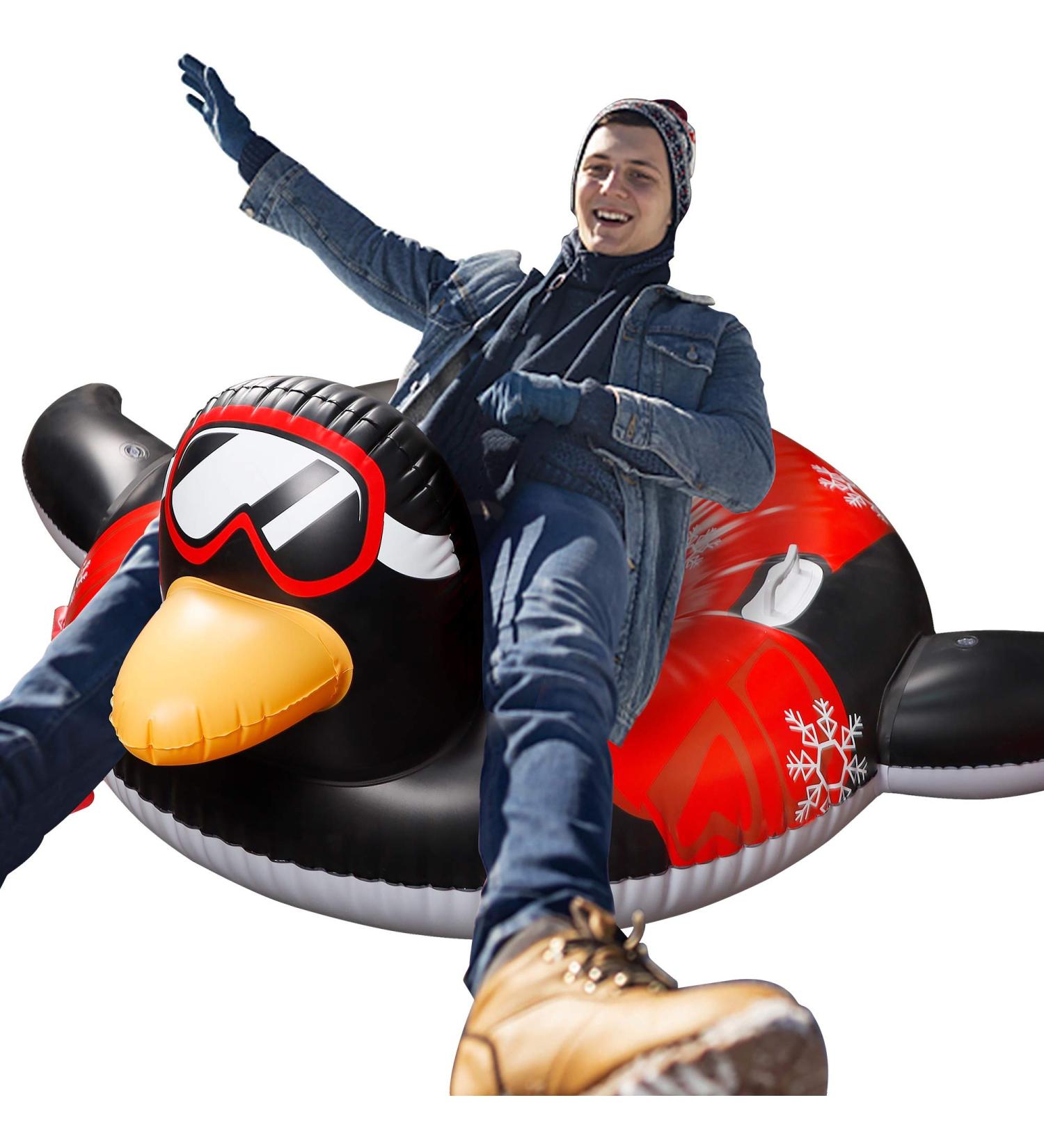 Triumpeek Inflatable Snow Tube for Winter Outdoor Fun - Heavy Duty Sled with Reinforced Handles | Penguin Design - Buy Online on GoSupps.com