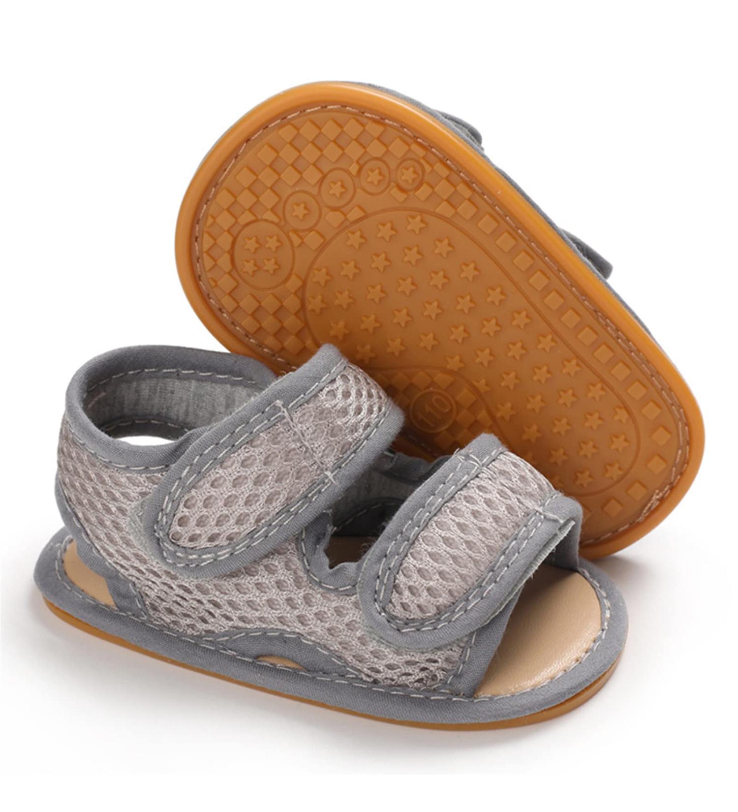 RVROVIC Baby Sandals - Soft Rubber Sole, Anti-Slip, Summer Outdoor Shoes for Toddler 6-12 Months (Grey) - Buy Online on GoSupps.com
