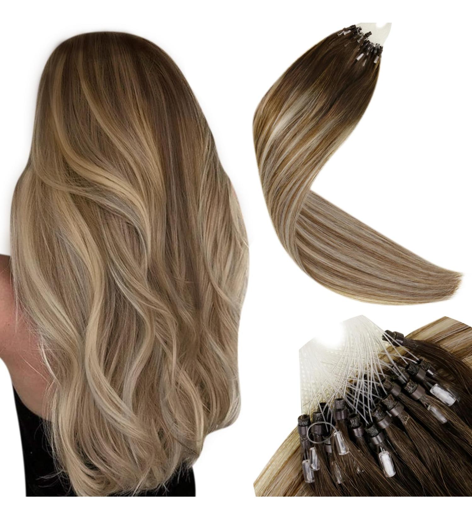 Buy Laavoo 60cm Micro Ring Hair Extensions - Brown Balayage Real Hair Invisible Microring Dark Brown & Light Blonde #3/8/24 - Buy Online on GoSupps.com